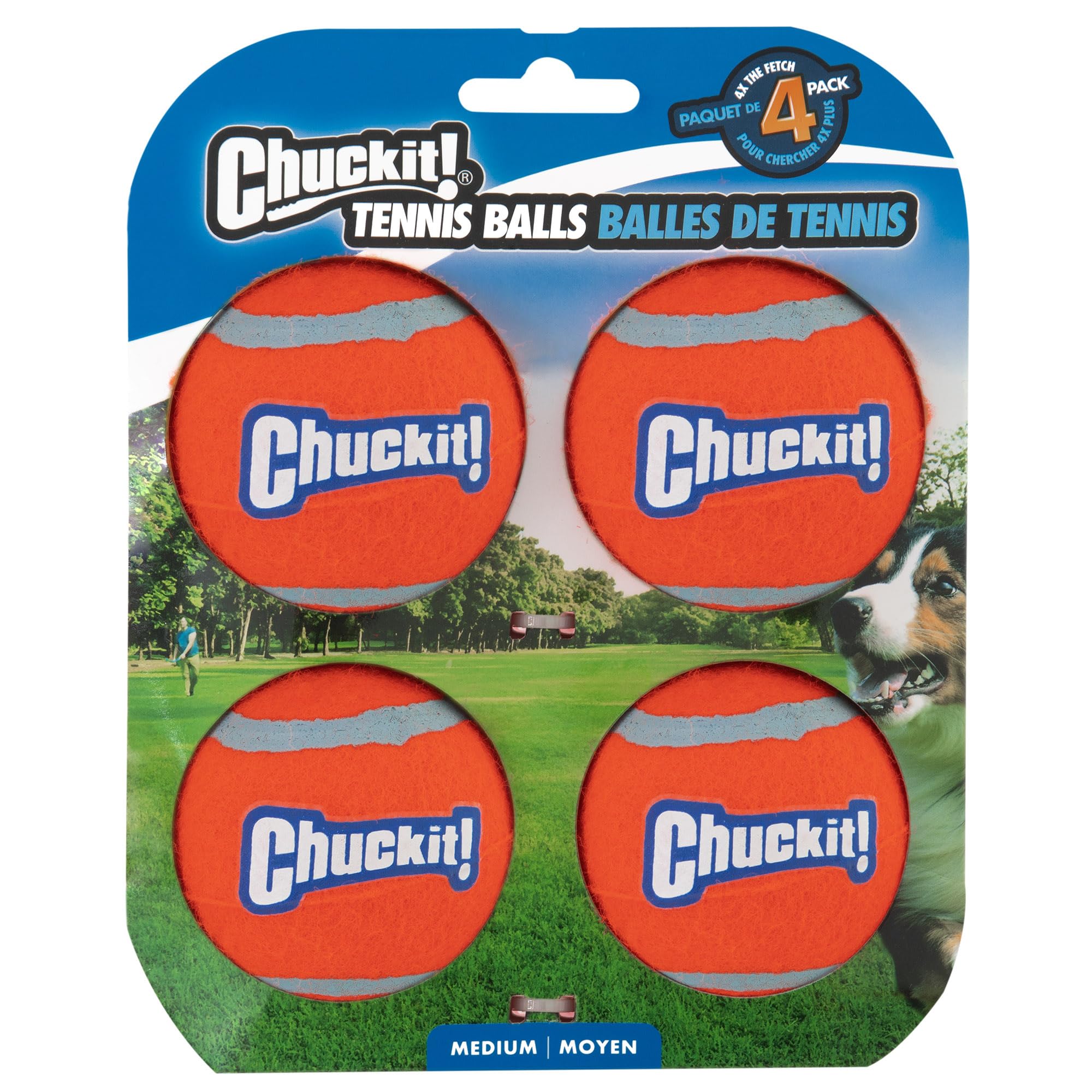 Chuckit! Tennis Ball Fetch Toy - Lightweight & Floatable | Medium Dogs | 4 Pack Orange 5