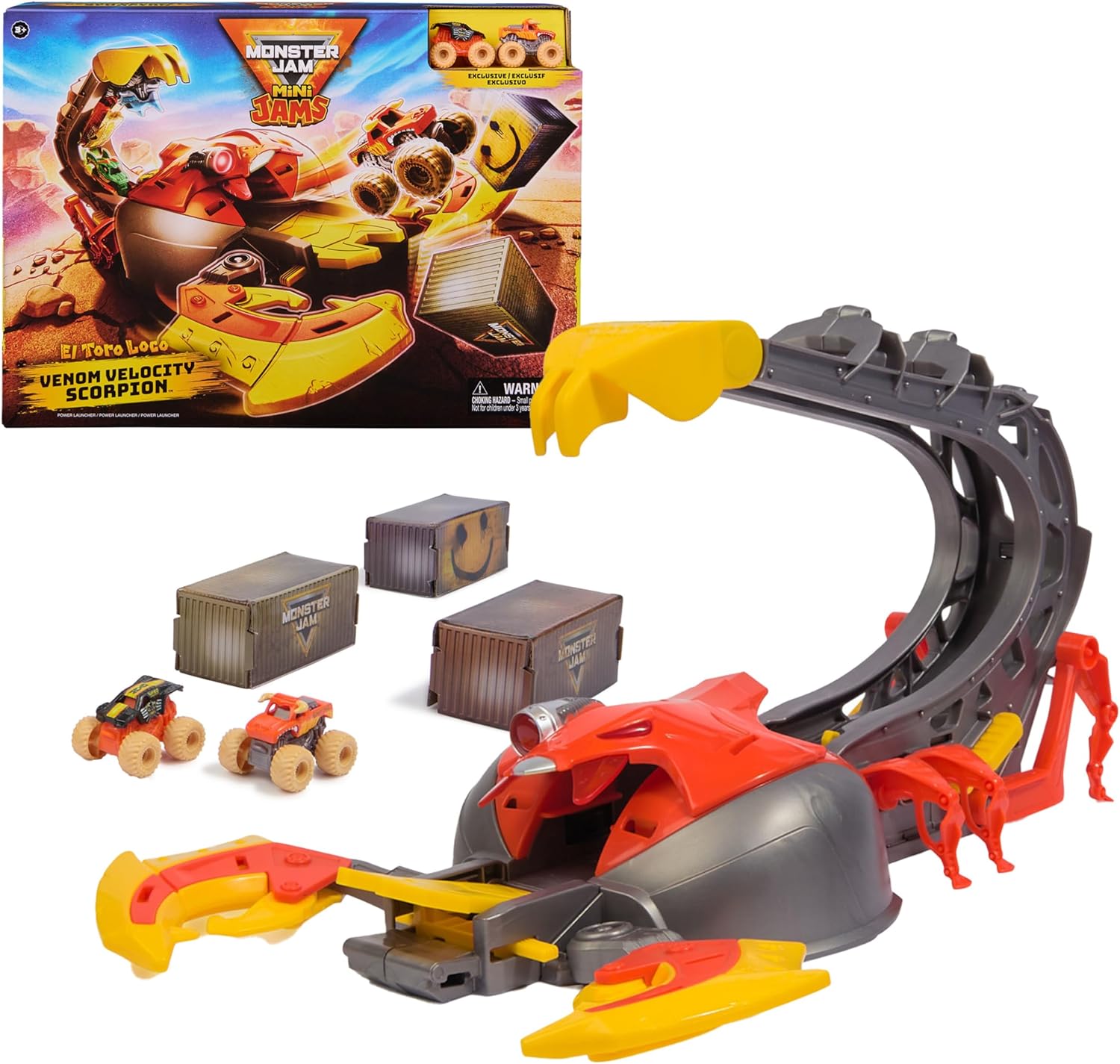 El Toro Loco Venom Velocity Scorpion Playset - 2-Speed Launcher with 2 Exclusive Mini Trucks 1