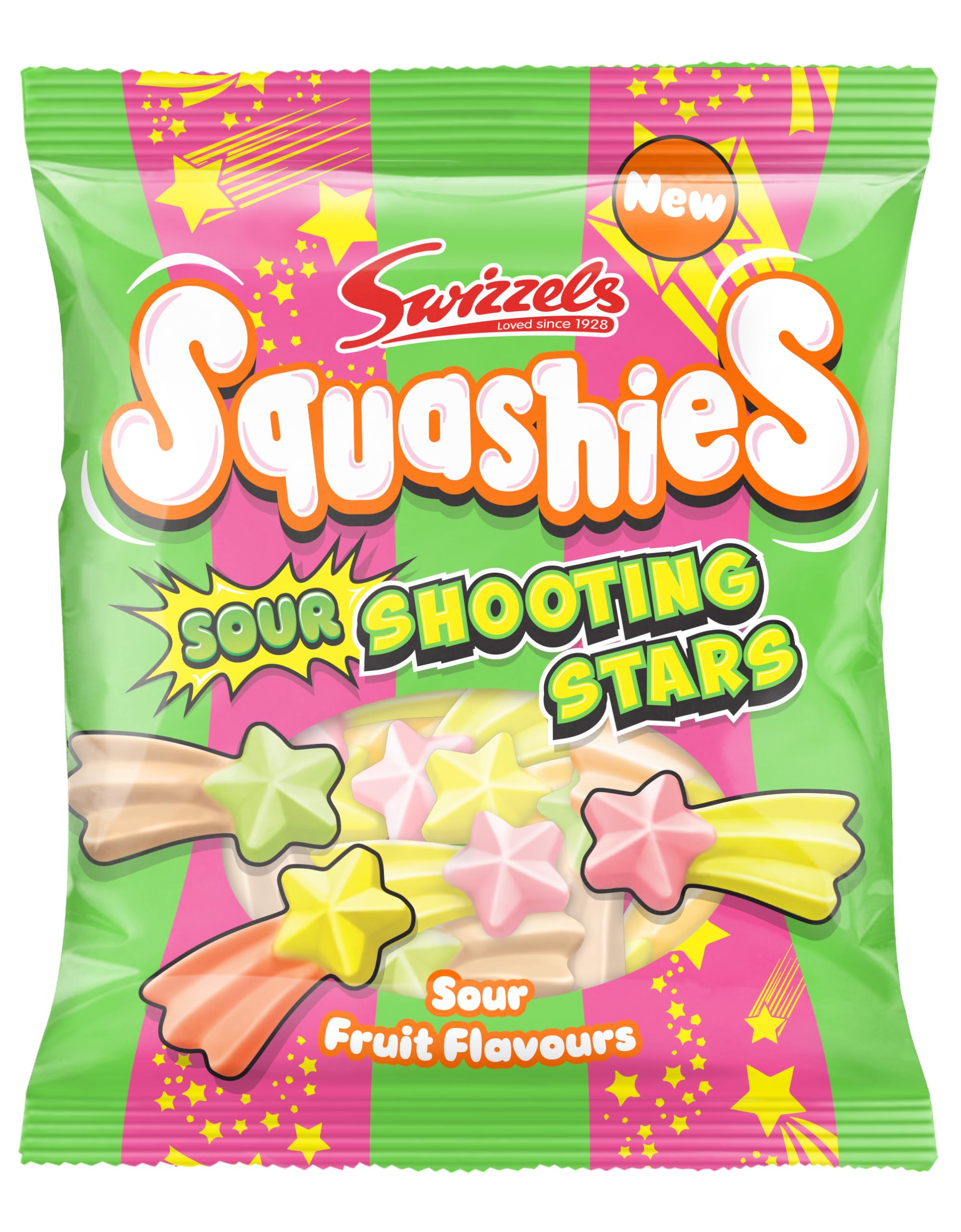 Swizzels Squashies Sour Stars - Chewy Fruit & Sour Candy | 100g Pack 1
