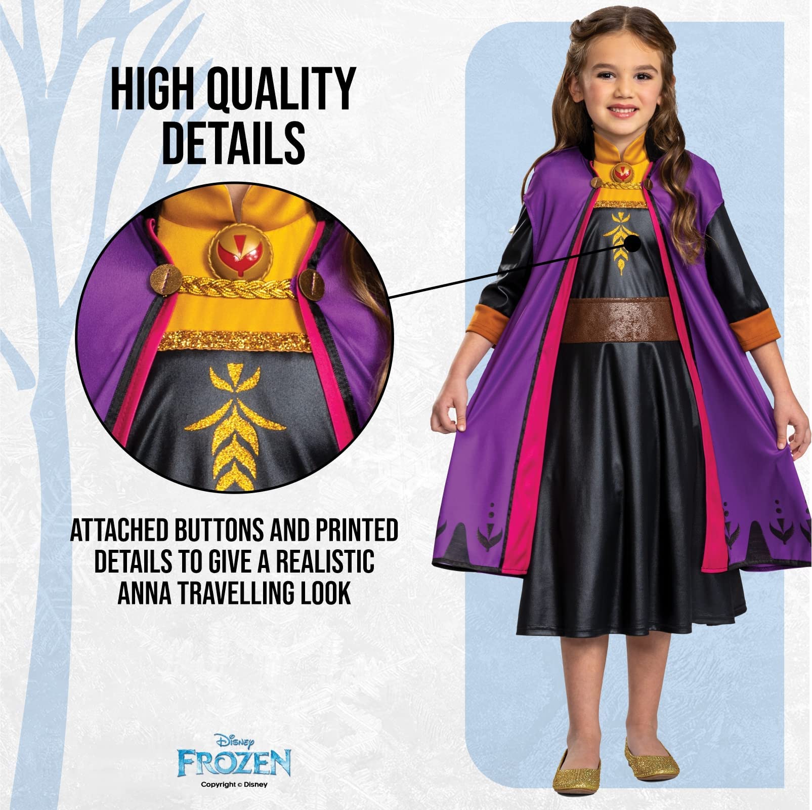 Disguise Anna Costume - Traveling Classic Dress Up for Girls 11