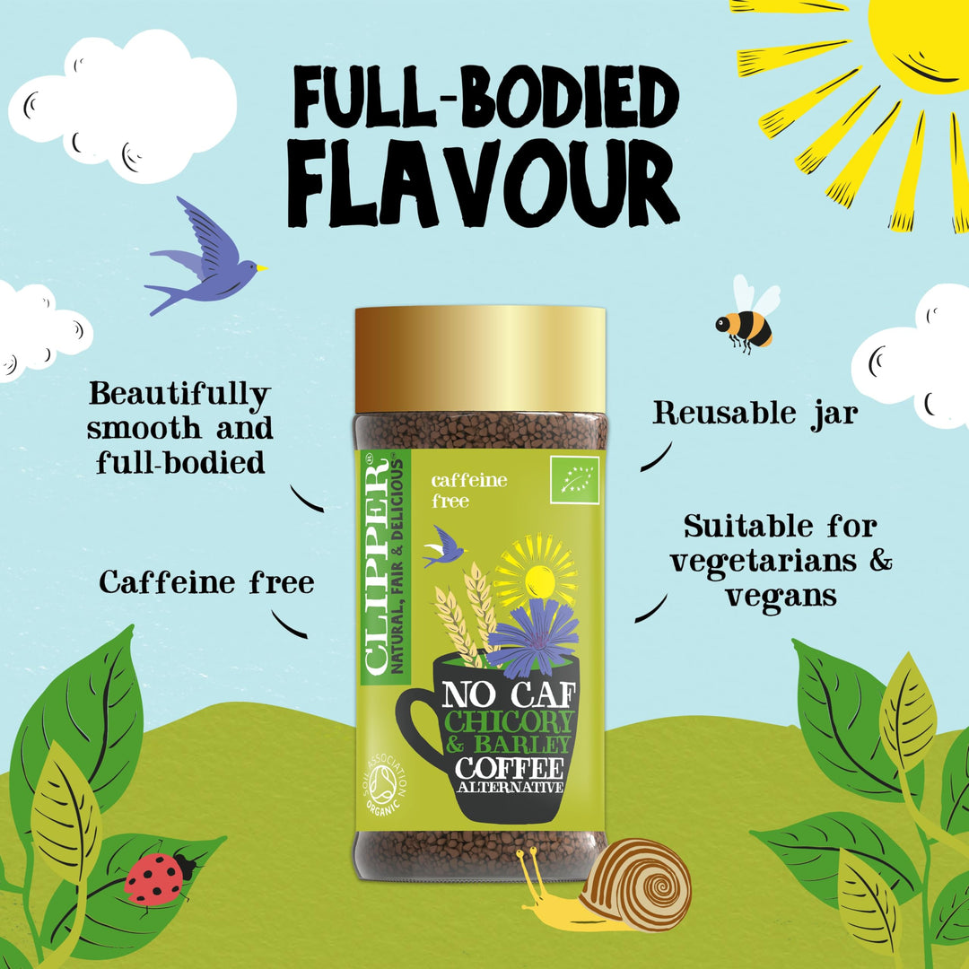 Clipper Organic No Caf Coffee Alternative 100g | Caffeine-Free Barley & Chicory Blend