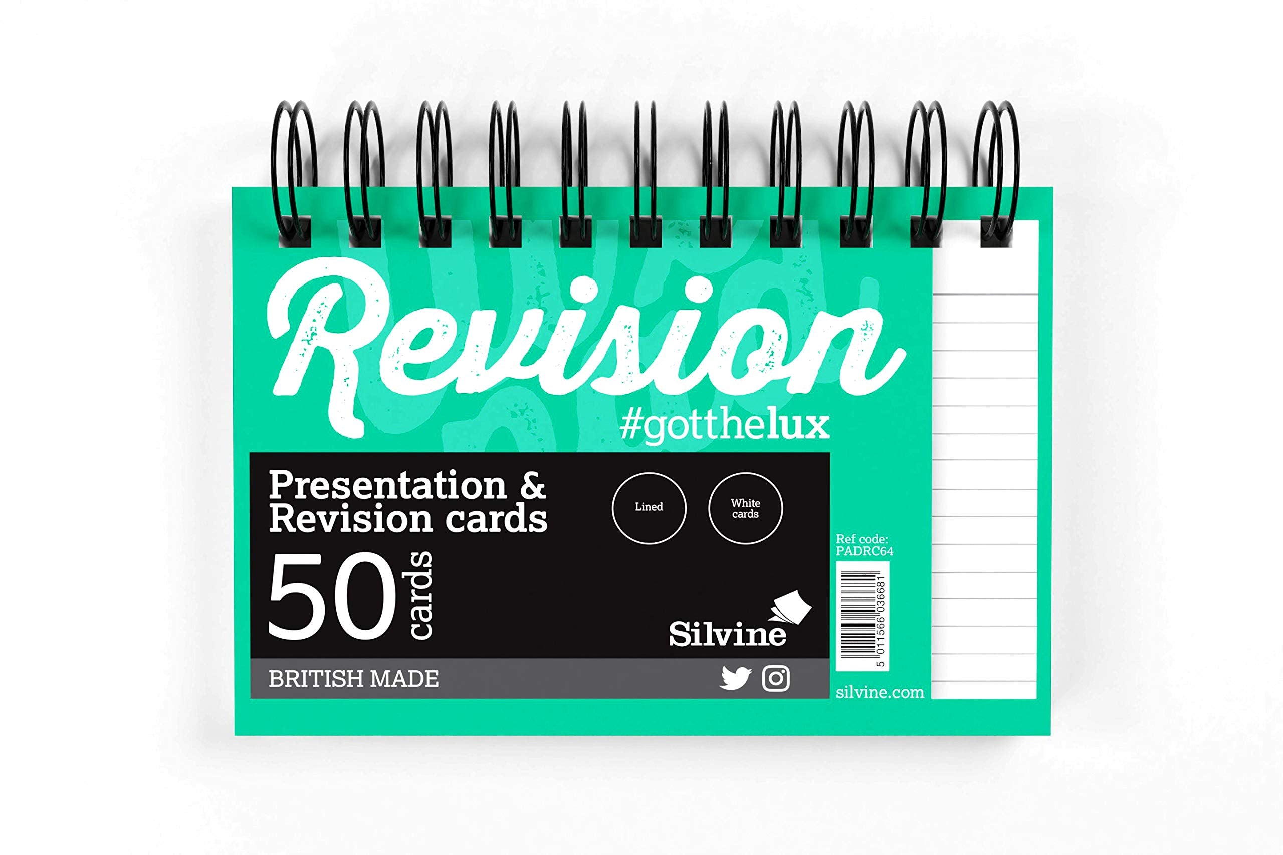Luxpad A6 Wirebound Revision & Presentation Cards - White. 50 Lined Cards Per Pad (6x4")