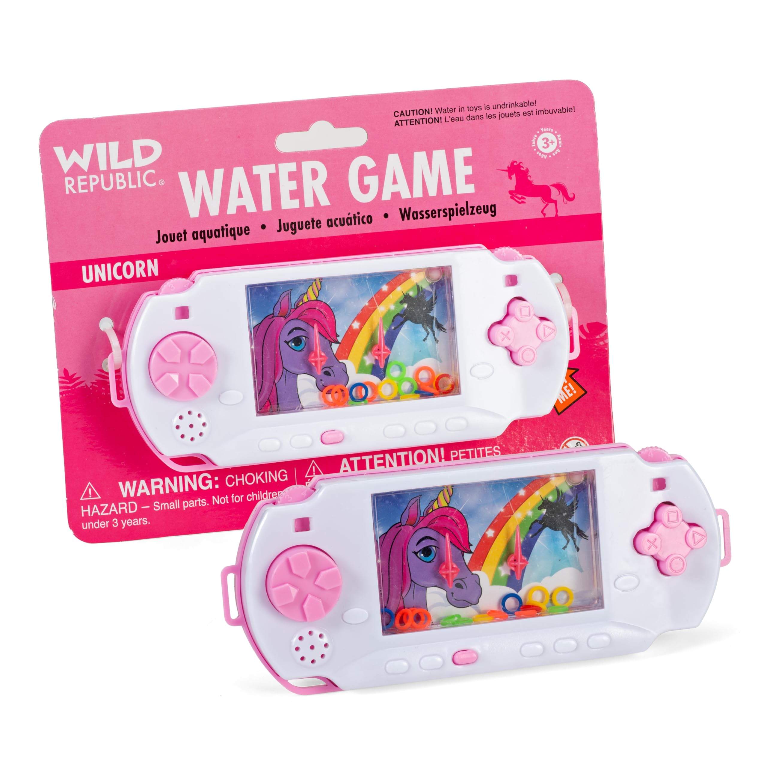 WILD REPUBLIC Unicorn Water Game - Kid-Powered Handheld Fun | Pink | Ages 3+