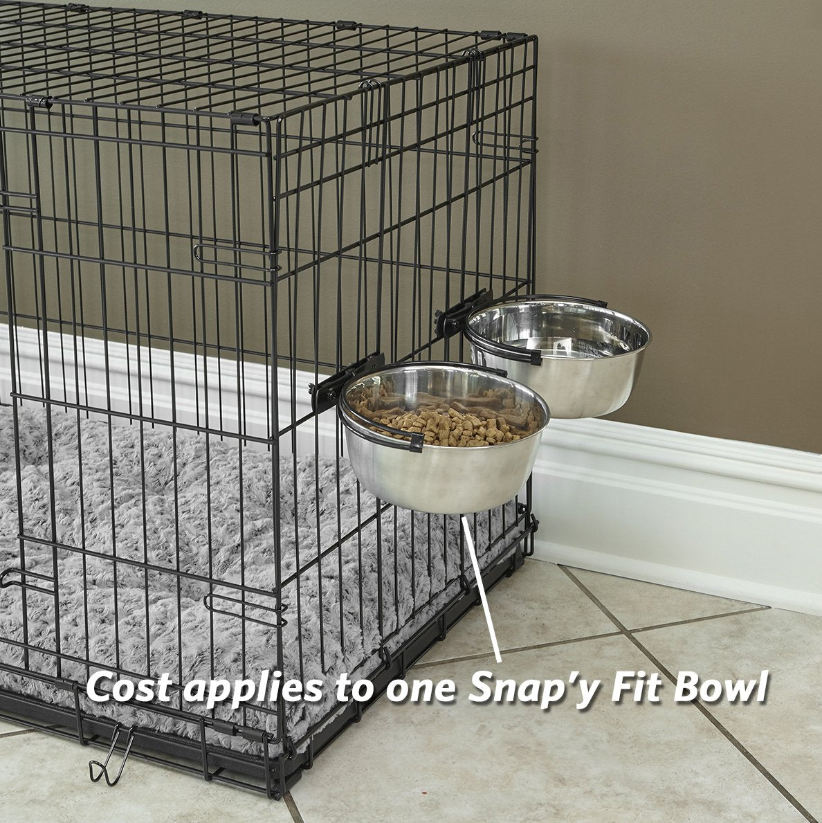 MidWest Homes for Pets Snap'y Fit Stainless Steel Bowl - Spill Proof | 20 oz Capacity | Attaches to Crate 3
