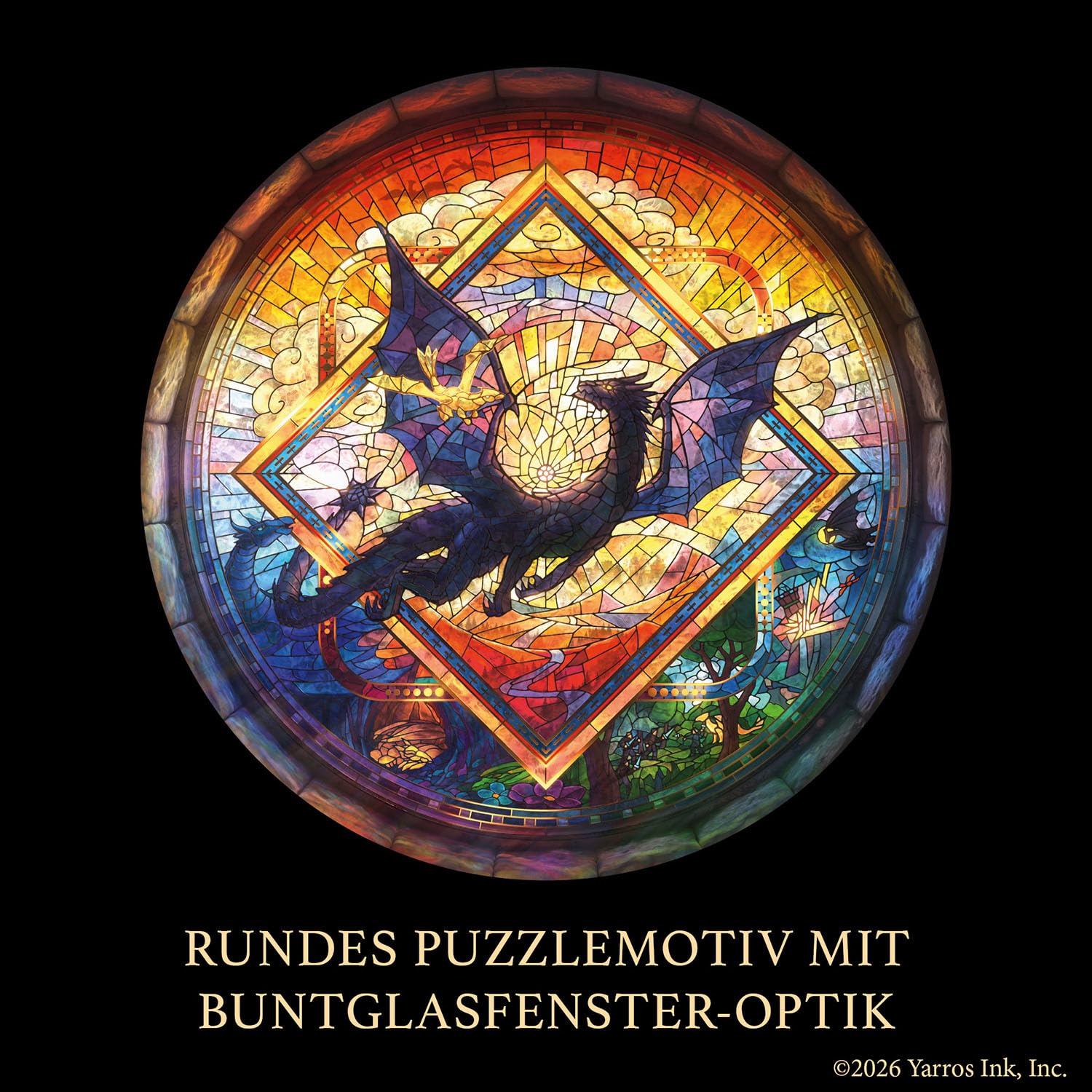 Kosmos Fourth Wing: Dragons Puzzle - 500 Piece Round Jigsaw | Romantasy Fan Gift | Age 3+ 3