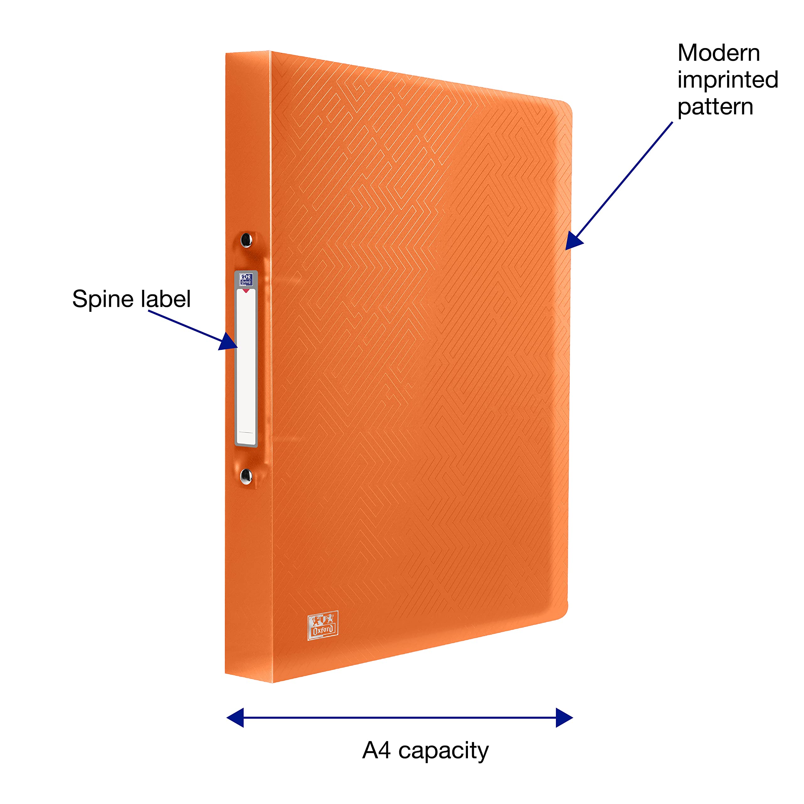 Oxford 2 Ring O-Ring Binder - A4, 40mm Spine, 250 Sheet Capacity | 5 Pack Assorted Colours 3