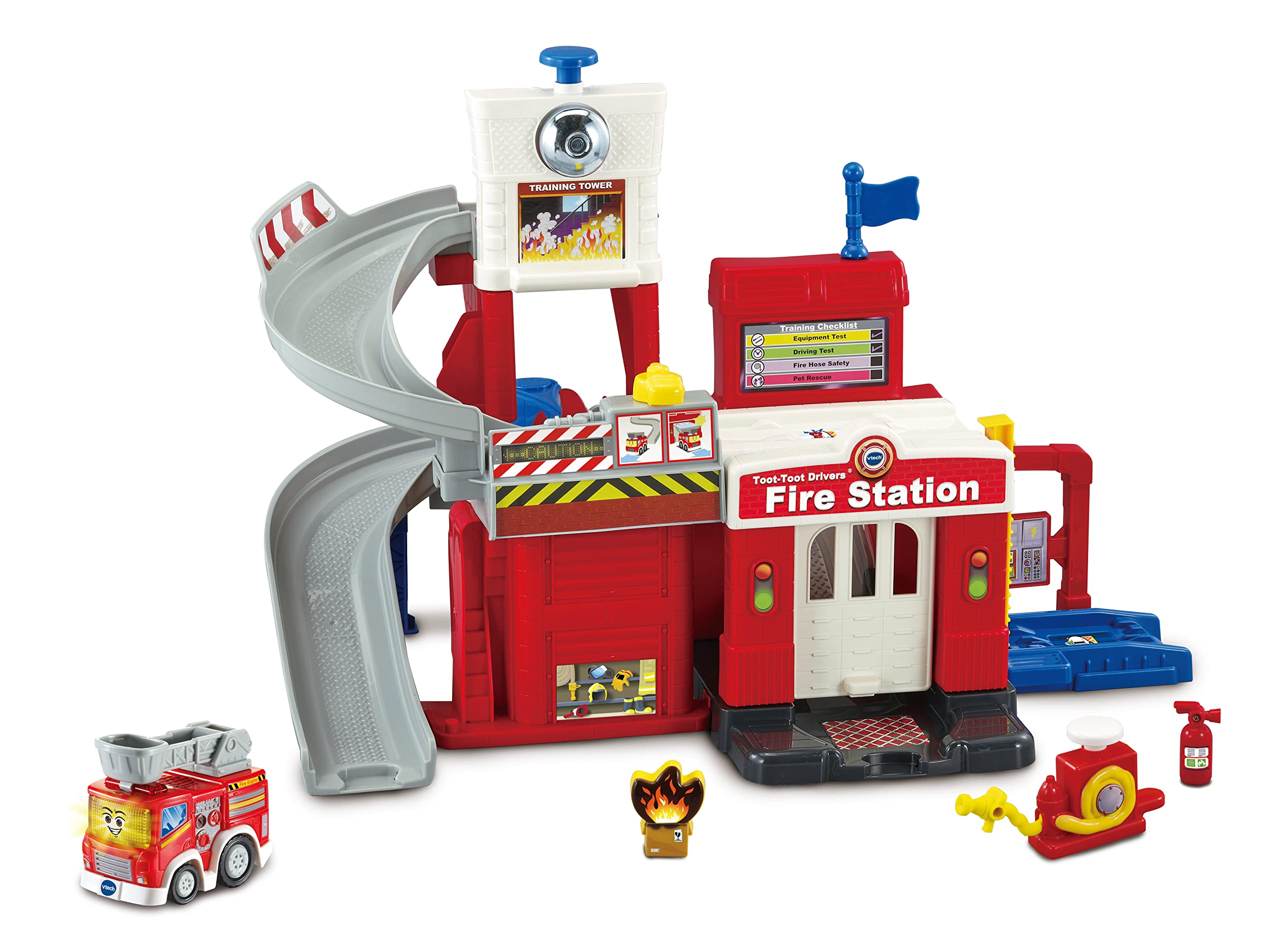 VTech Toot-Toot Drivers Fire Station Playset with Interactive SmartPoint Fire Engine | Ages 1-5 1