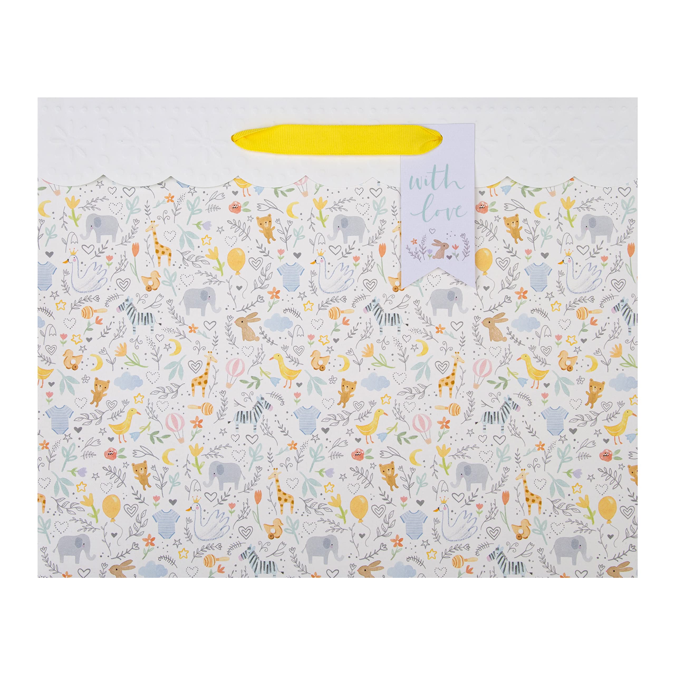 Hallmark Large New Baby Gift Bag - Cute Illustrated Animal Design | 33cm x 26.5cm 4