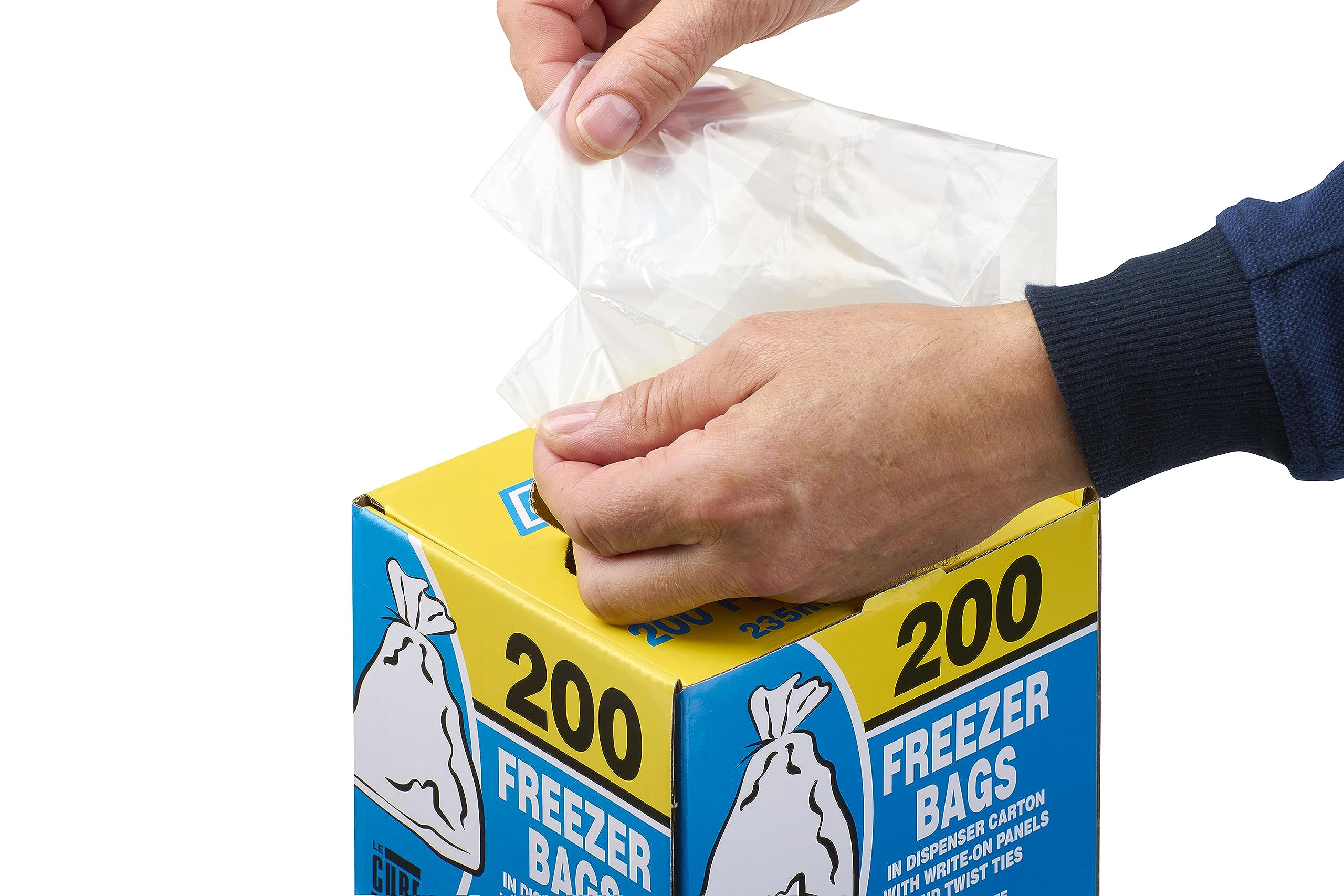 CATERPACK BY ROBINSON YOUNG Freezer Bags - 200 Count | Twist Tie Closure | White Write-On Panel 3