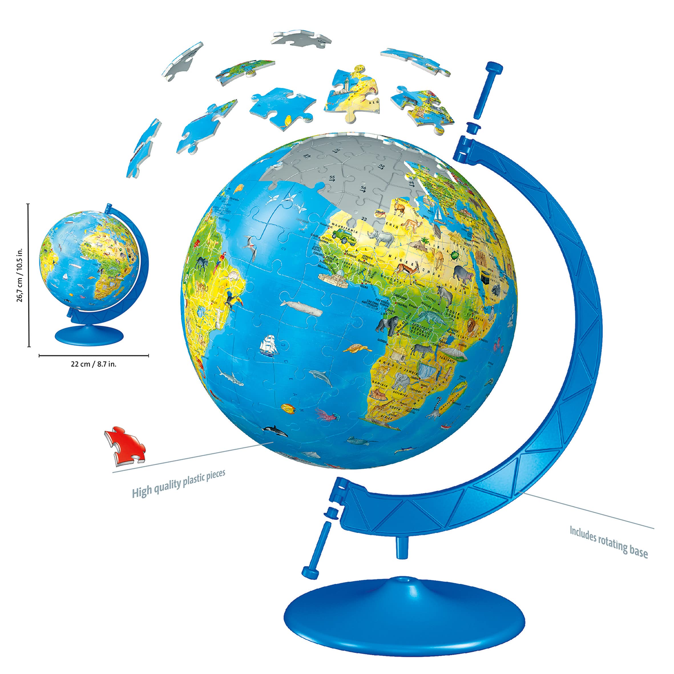 Ravensburger 180-Piece 3D World Globe Puzzle - Educational Toy for Kids 6+ 4