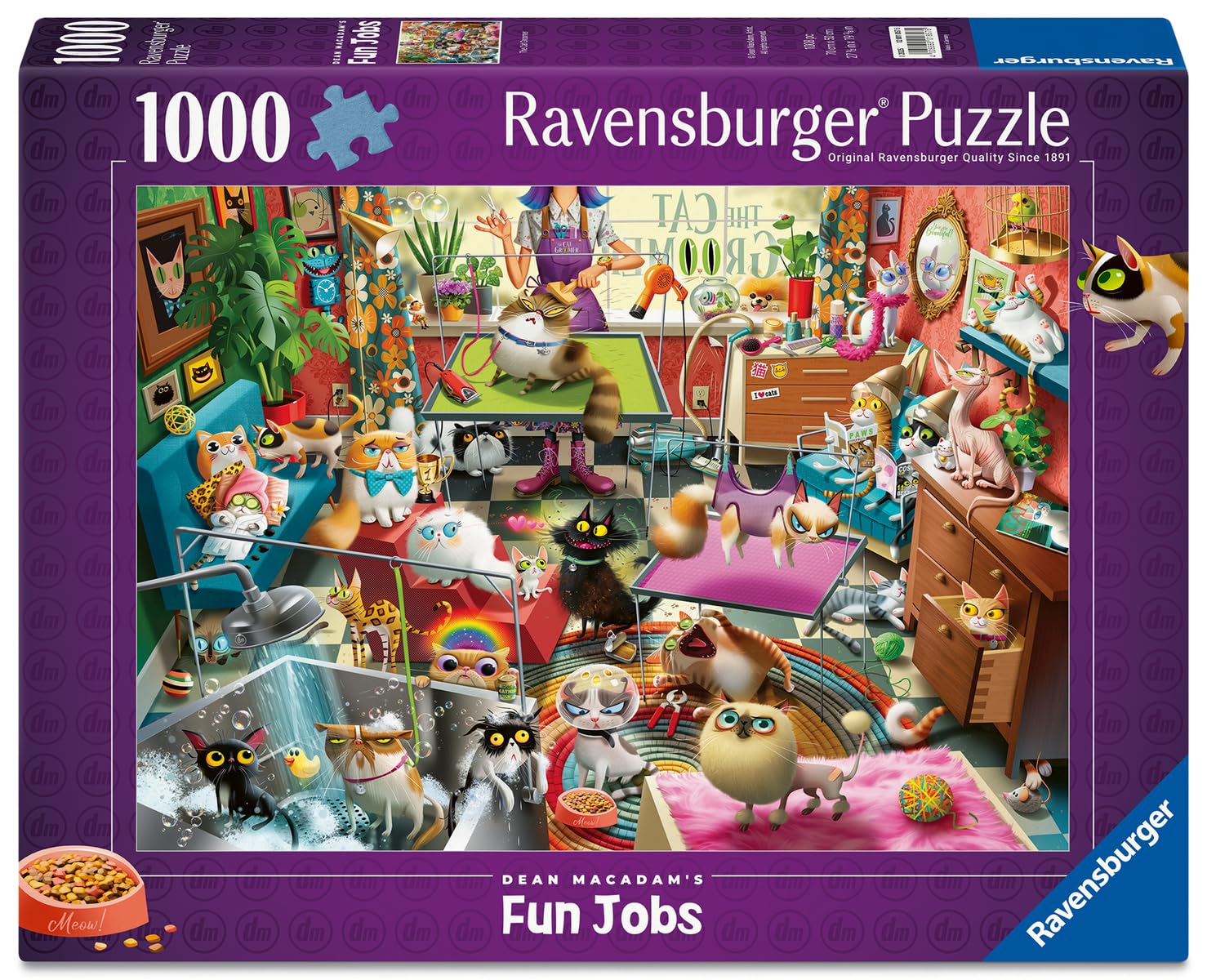 Ravensburger The Cat Groomer Funny Cat Spa Scene 1000 Piece Jigsaw Puzzle | 70x50cm