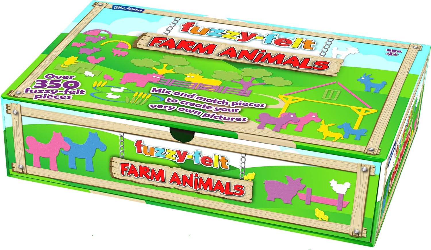 John Adams Fuzzy-Felt Farm Animals - 4+ Years, Over 350 Felt Shapes with 2 Boards 3