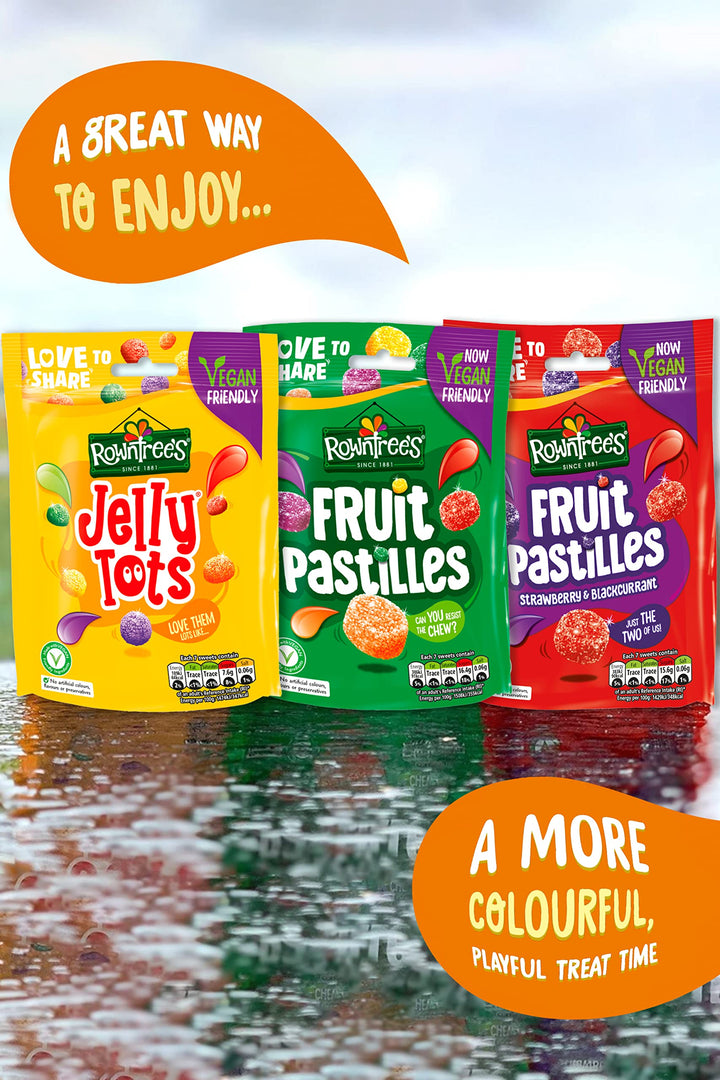 Rowntree's Jelly Tots Sweets - Fruit Flavoured Chewy Sweets, Vegan Friendly, 10 x 150g Sharing Bags