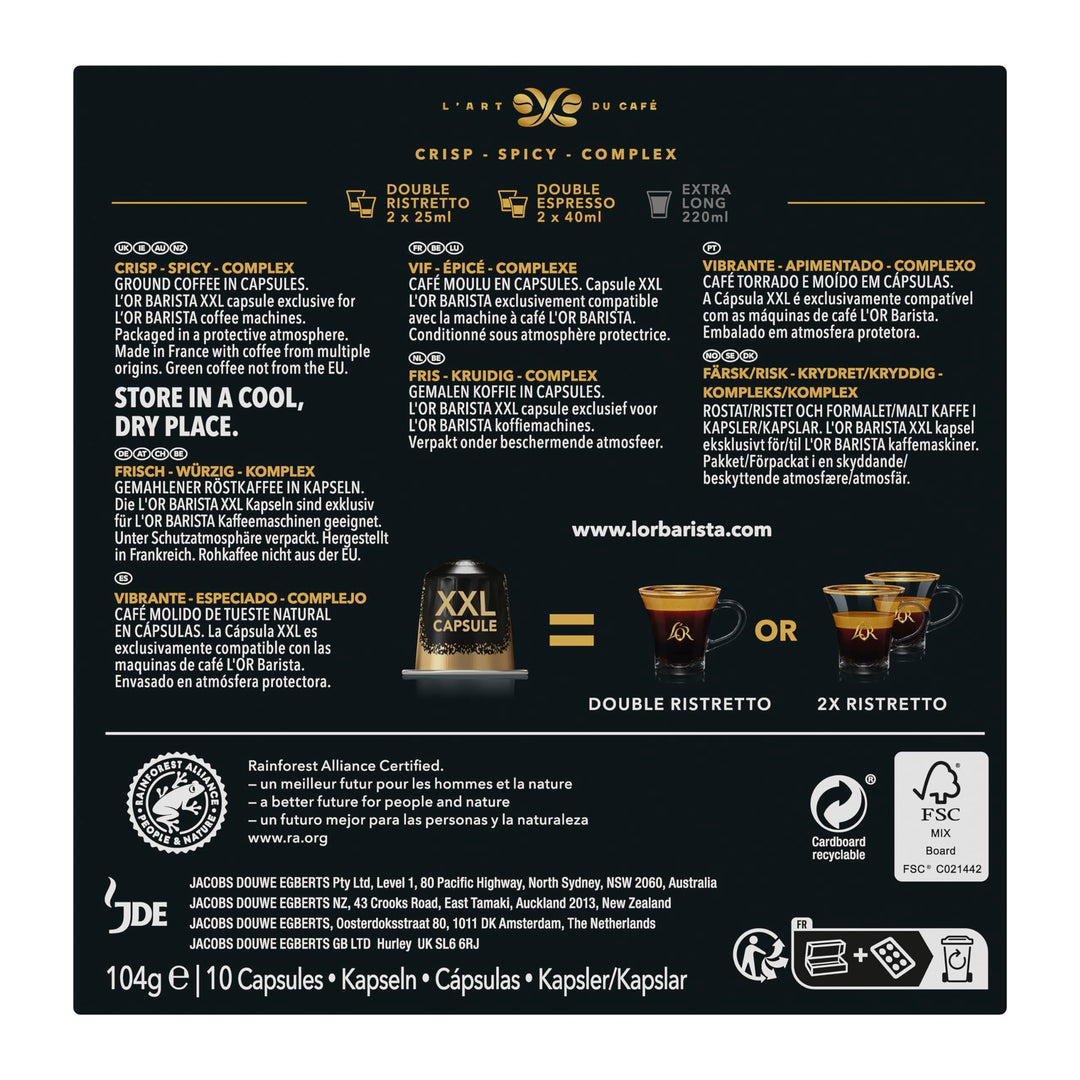L'OR BARISTA Double Ristretto XXL Aluminium Medium Roast Coffee Capsules (50 Capsules)