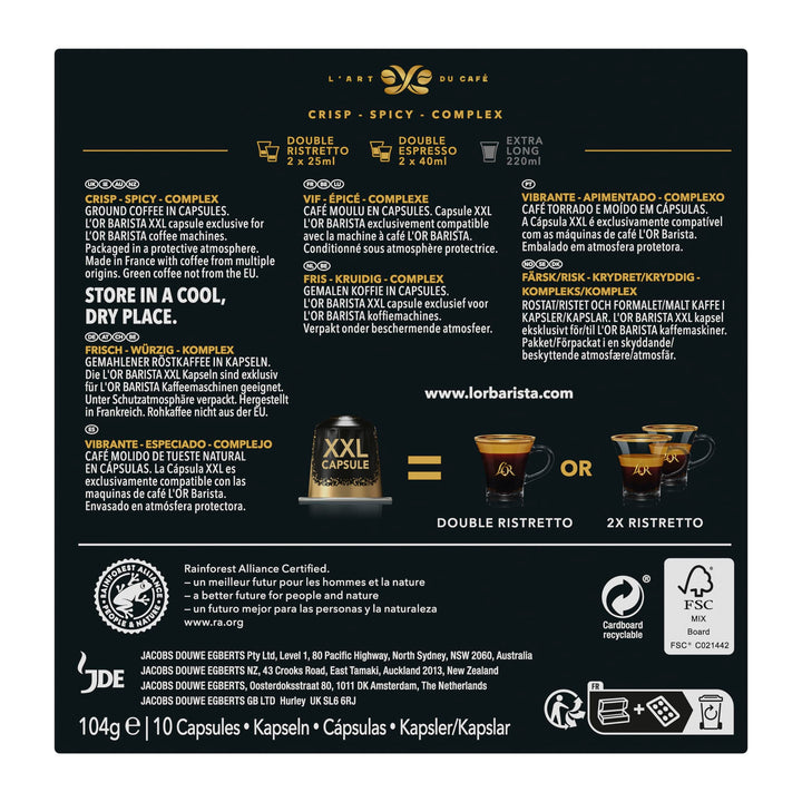 L'OR BARISTA Double Ristretto XXL Aluminium Medium Roast Coffee Capsules (50 Capsules)