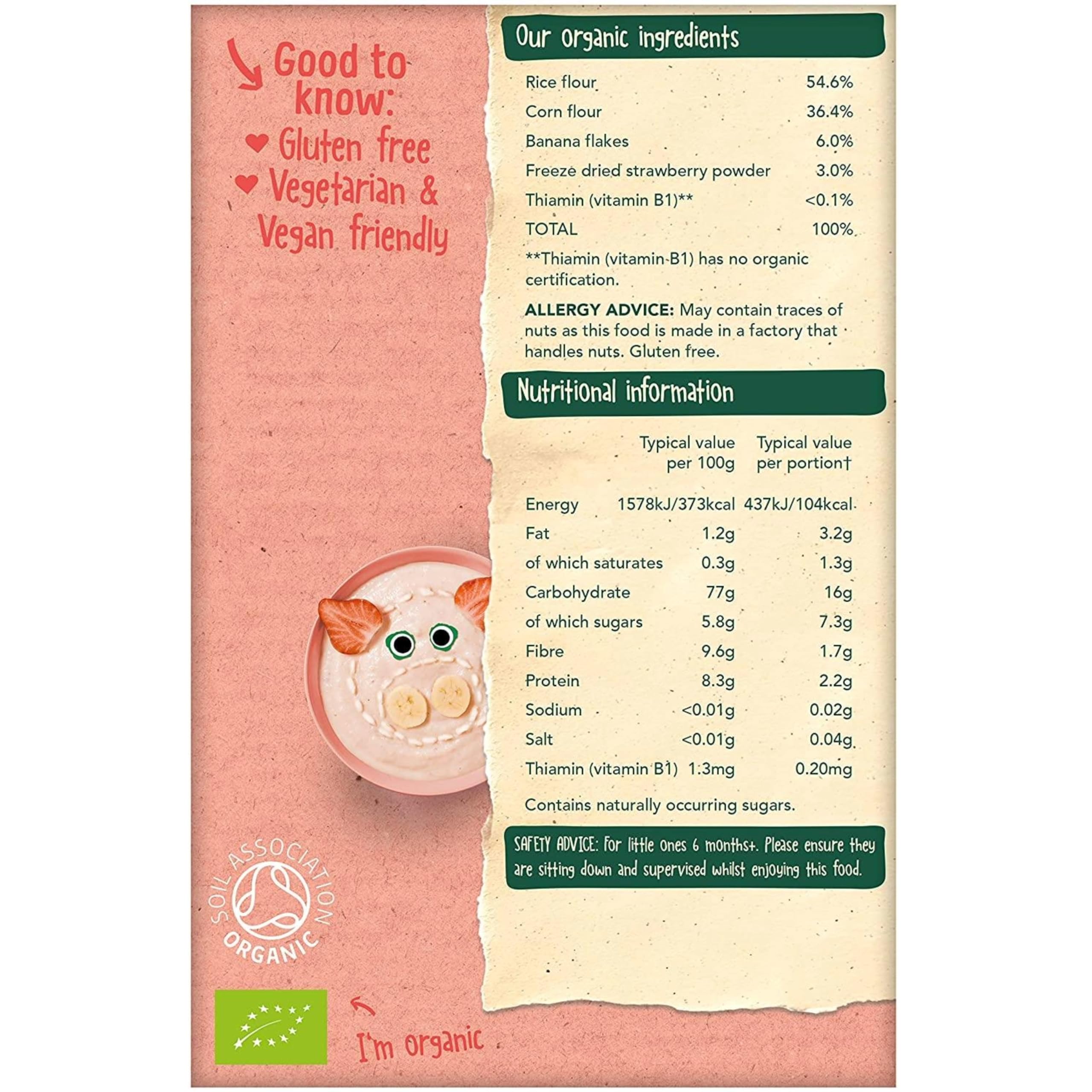 Organix Strawberry & Banana Organic Baby Porridge - 6+ Months, 120 g (Pack of 5) 5