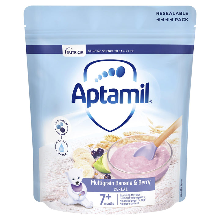 Aptamil Multigrain Banana & Berry Porridge Baby Food Cereal, 7+ Months, 200g