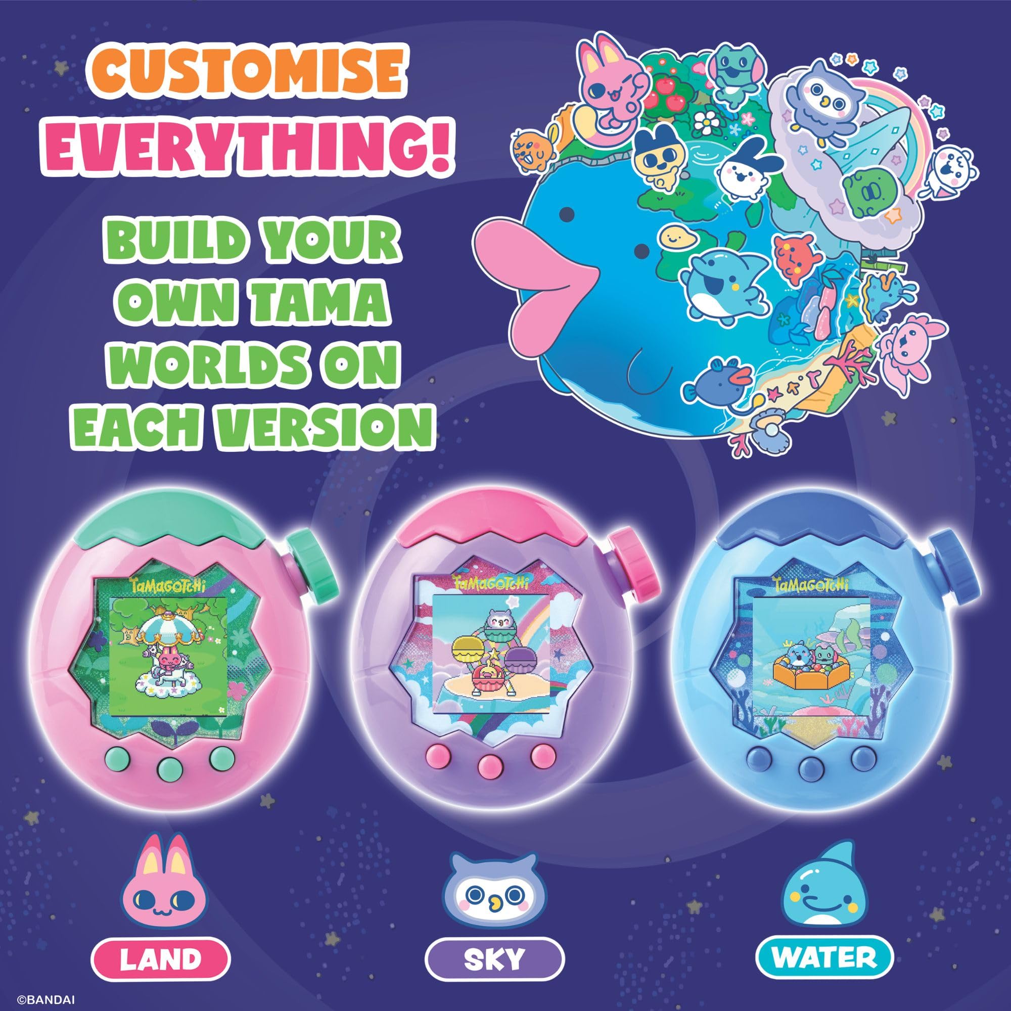 Bandai Tamagotchi Paradise Digital Pet - Electronic Interactive Toy with Zoom Function, Sky Shell, Ages 8+ 8
