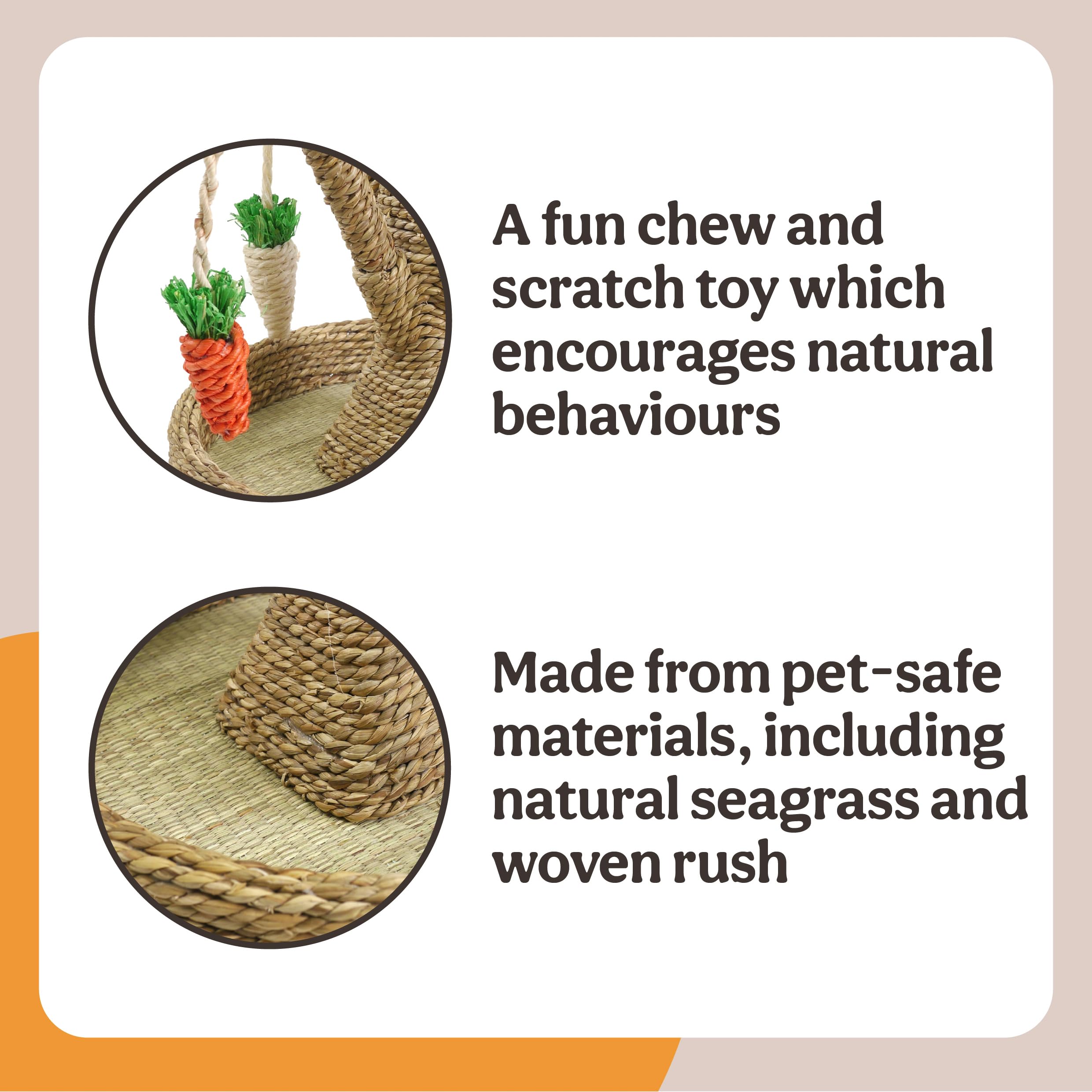 Rosewood Bunny Fun Tree Activity Toy - Seagrass & Corn Leaf | Small Animals 2