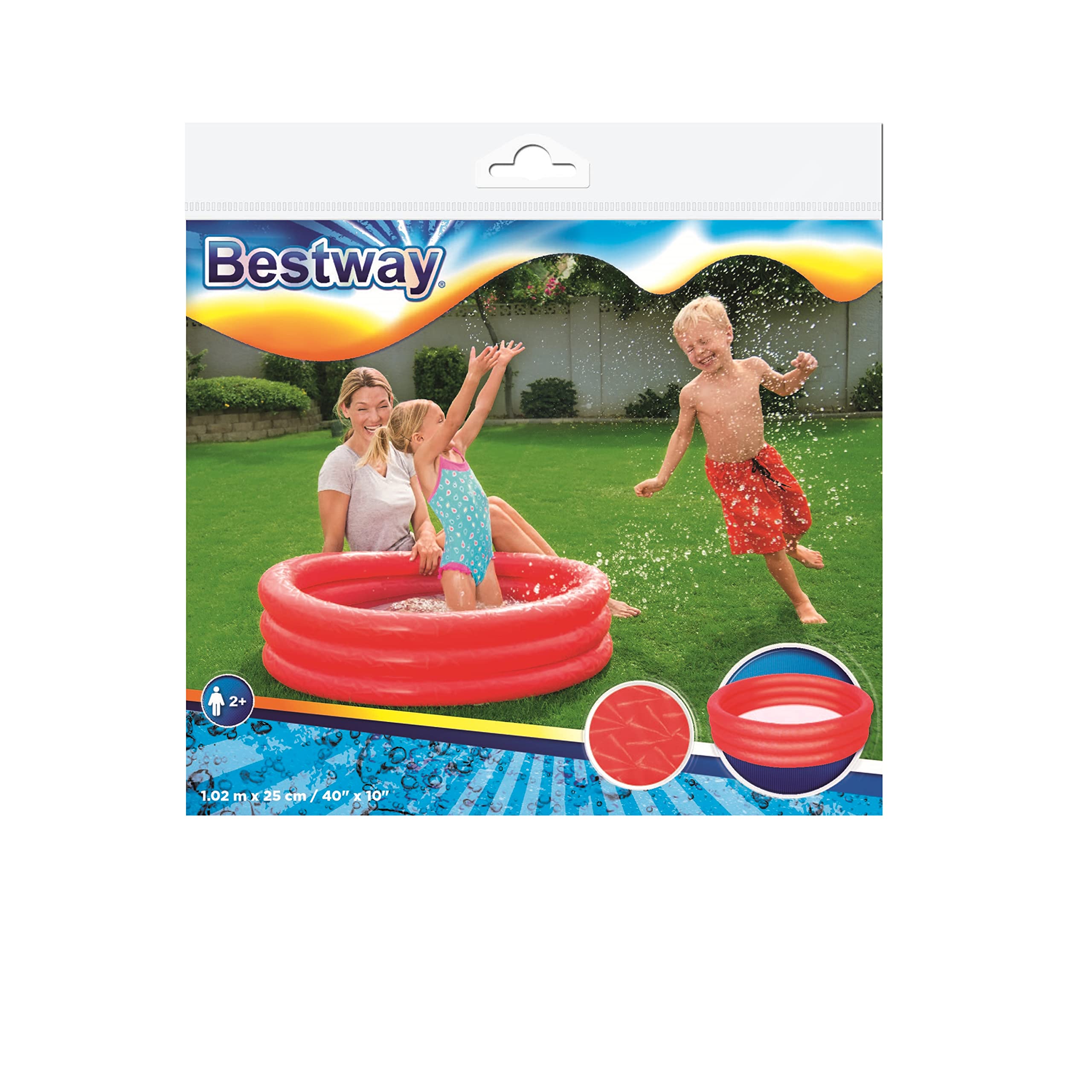 Bestway Inflatable 3-Ring Paddling Pool - Multicolor, 102 x 102 x 25 cm | PVC 4