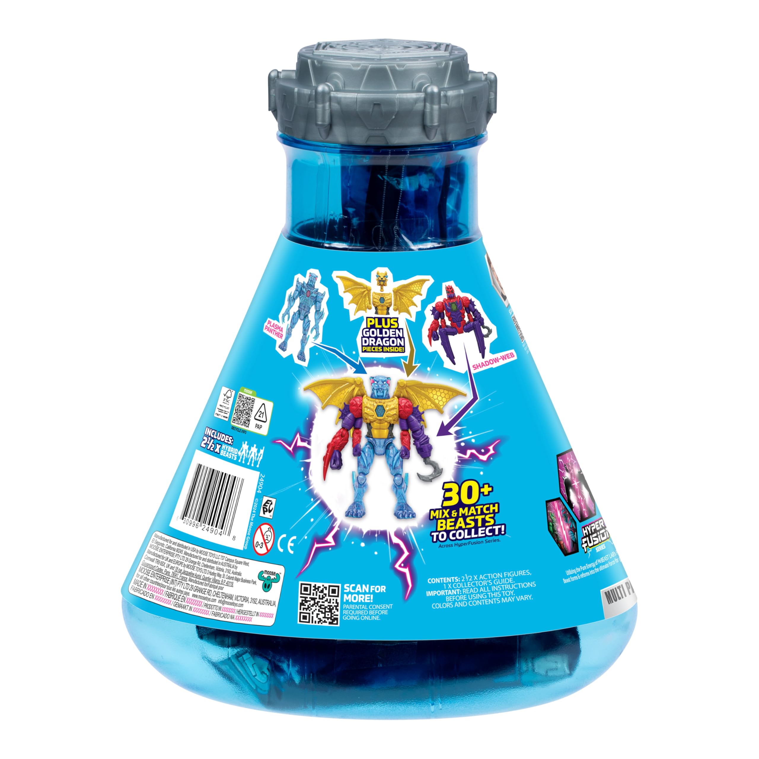 MRBEAST LAB Hybrids Multi Pack - Mix & Match Action Figures with Golden Dragon Parts 6