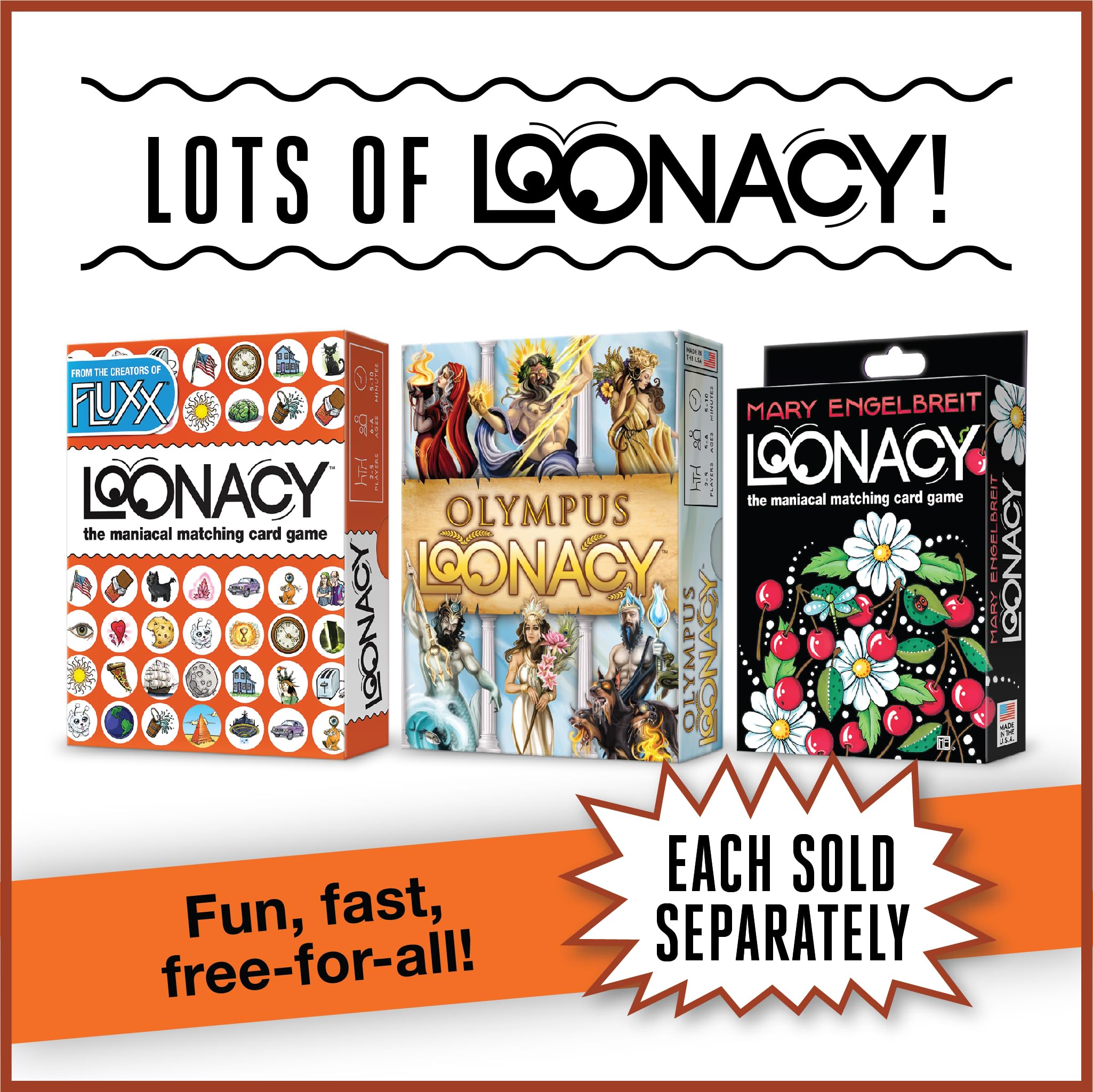 Looney Labs Loonacy Card Game - Maniacal Matching | Multicolor Cardstock | Portable 7