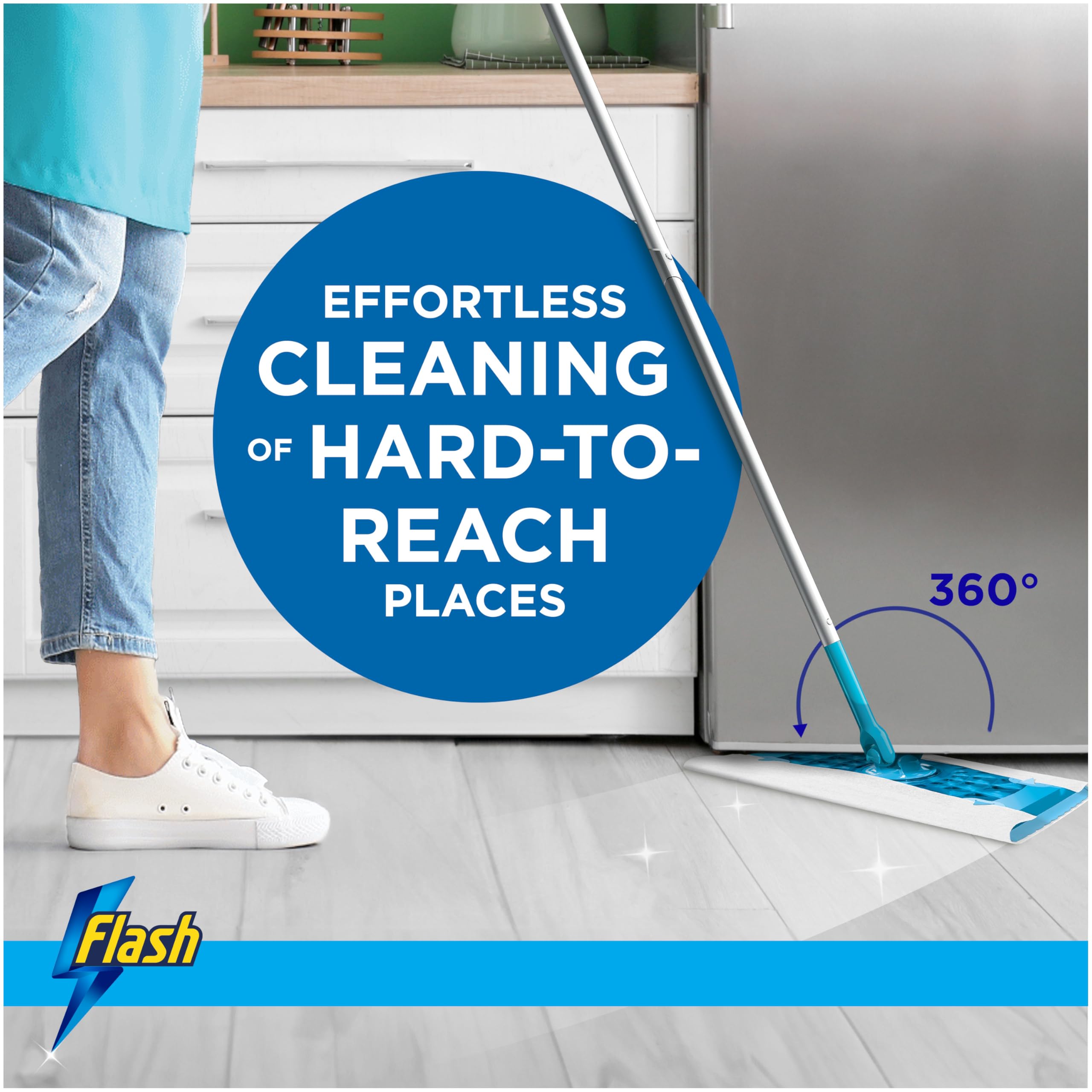 FLASH Speedmop Wet Mop Floor Cleaner Starter Kit | Easy Scrub & Fast Clean | Includes 6 Wet Refills 8