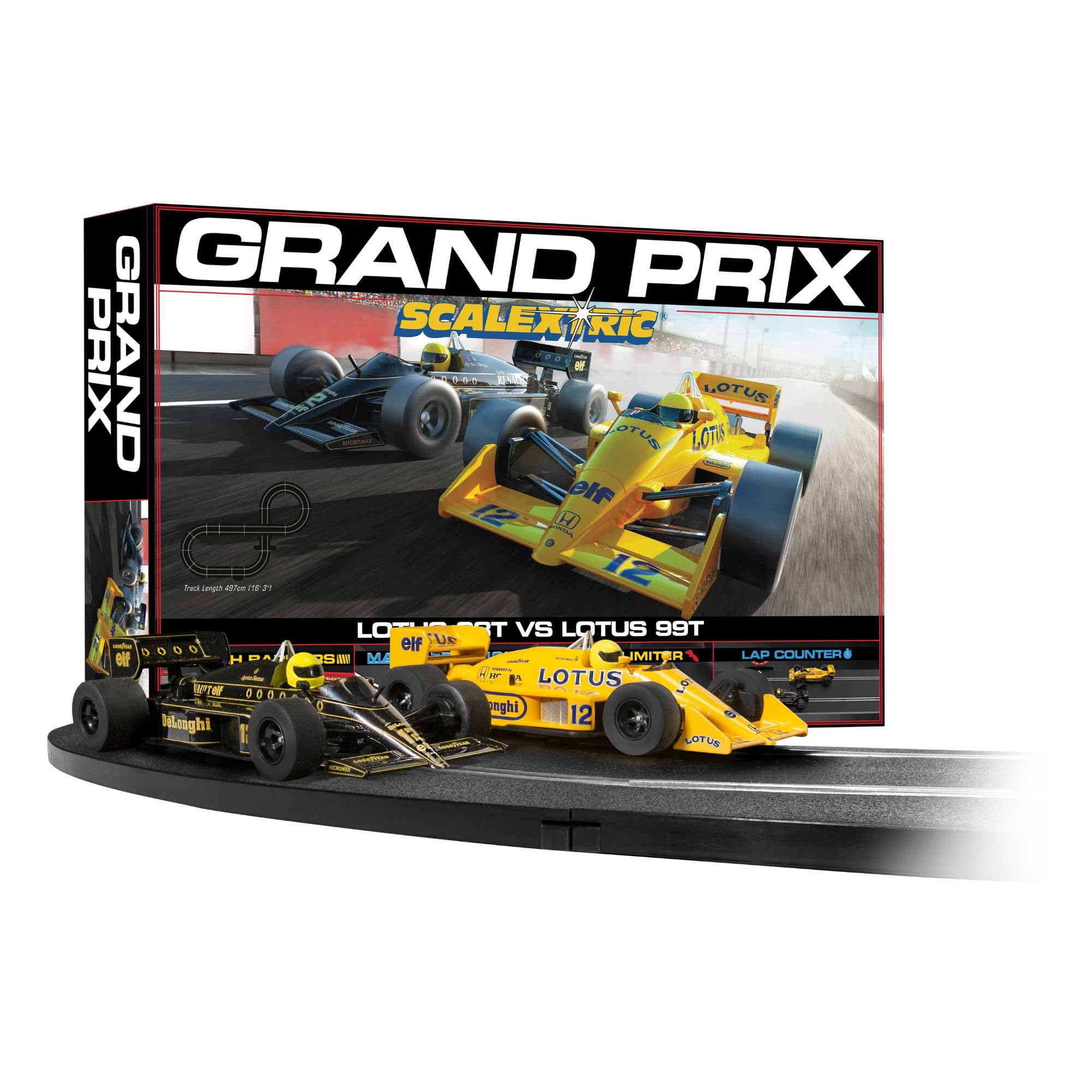 Scalextric 1980s Grand Prix Speed Track Starter Set | Ages 5+ | Includes 2 Lotus Cars
