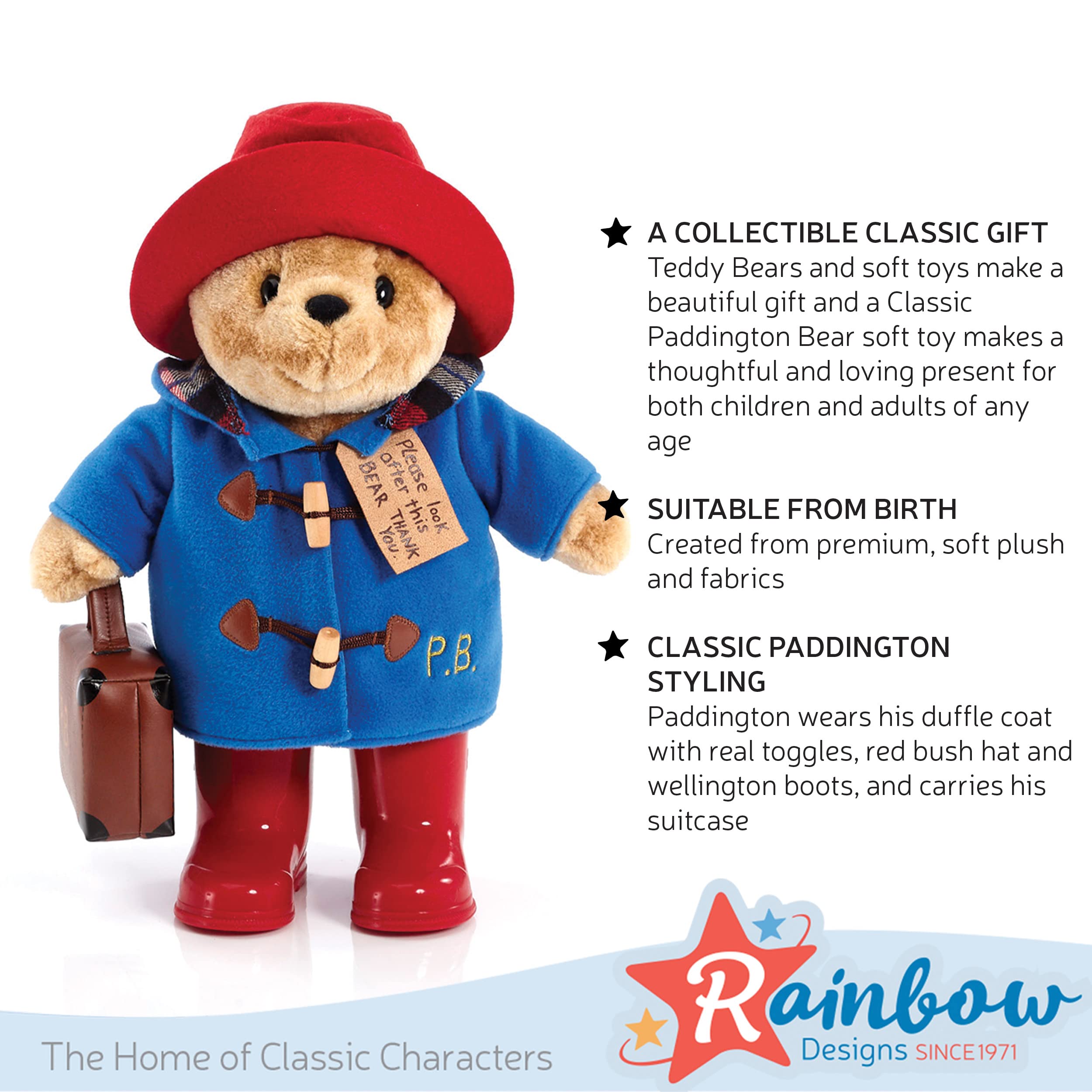 Classic Paddington Bear Plush with Suitcase and Boots - 33cm 13