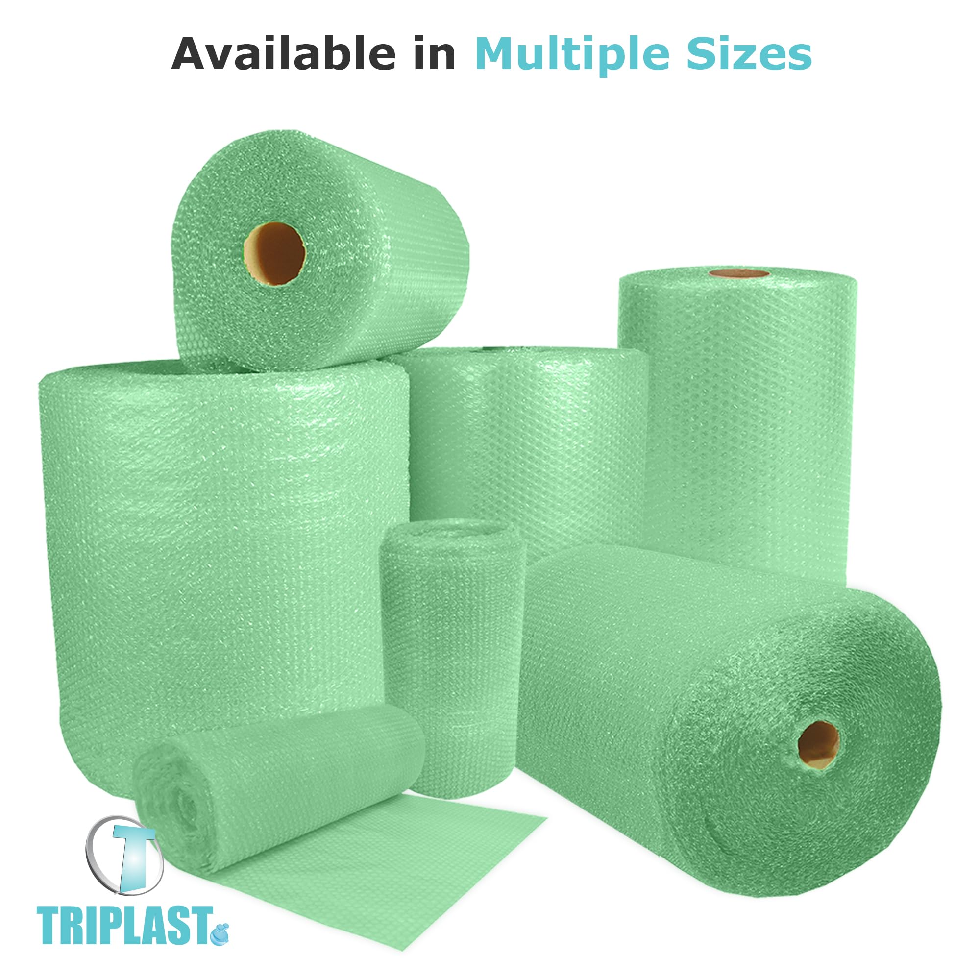 Triplast Biodegradable Green Bubble Wrap Roll - 400mm x 50m | Small 10mm Bubbles | Recyclable LDPE 6