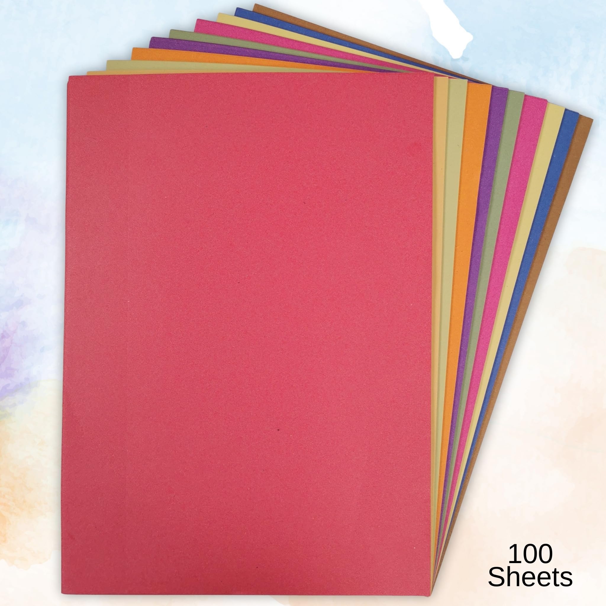Be Creative A3 Recycled Sugar Paper - 10 Colours, 100gsm, 100 Sheets | Ideal for Pastel & Chalk 5