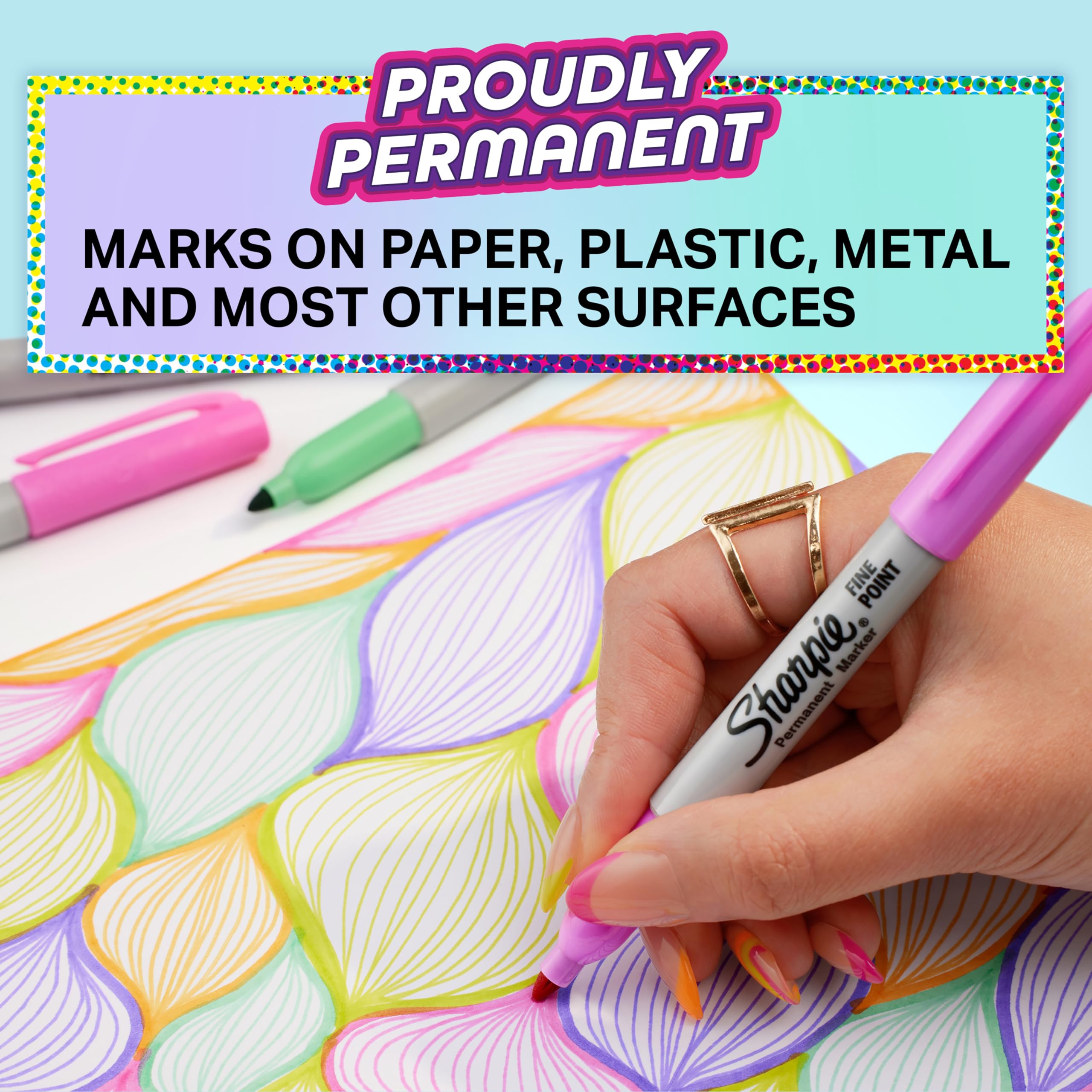 Sharpie Glam Pop Permanent Markers | Fine Point for Bold Details | Assorted 4