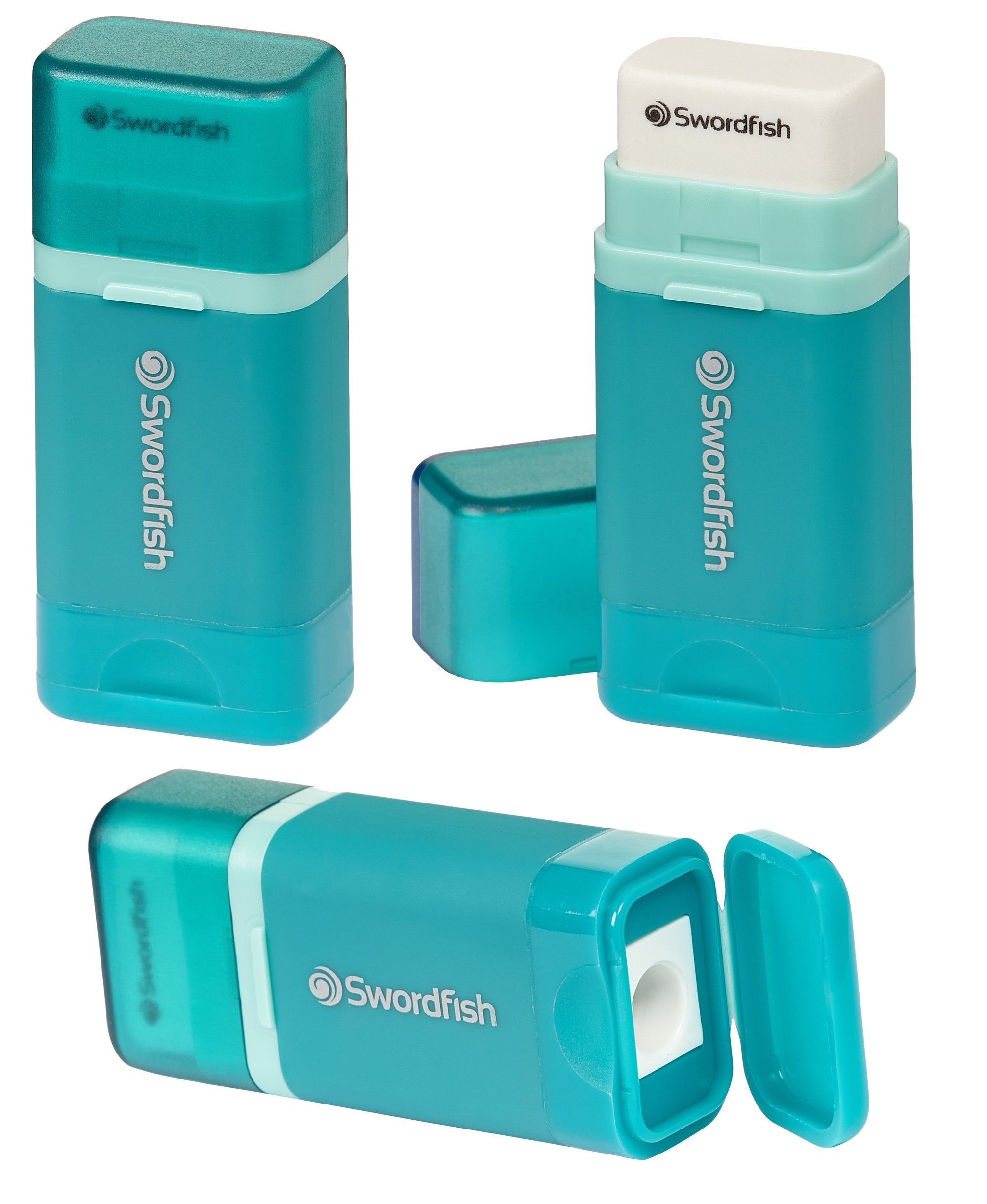 Swordfish Combo Pencil Sharpener & Eraser | Mess-Free Canister | Turquoise 6