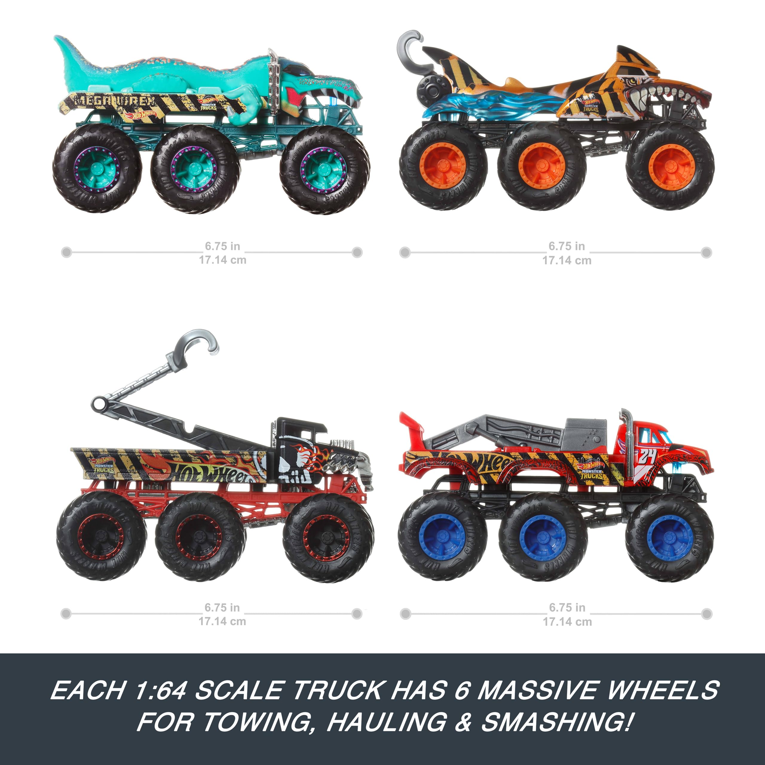 Hot Wheels Monster Trucks Big Rigs 1:64 Scale Toy Truck with 6 Wheels 8