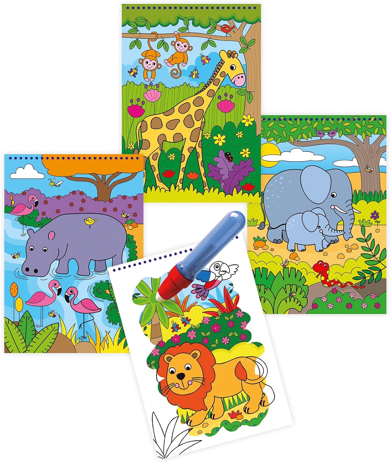 Galt Water Magic Safari - Reusable Water Reveal Colouring Book for Kids 2