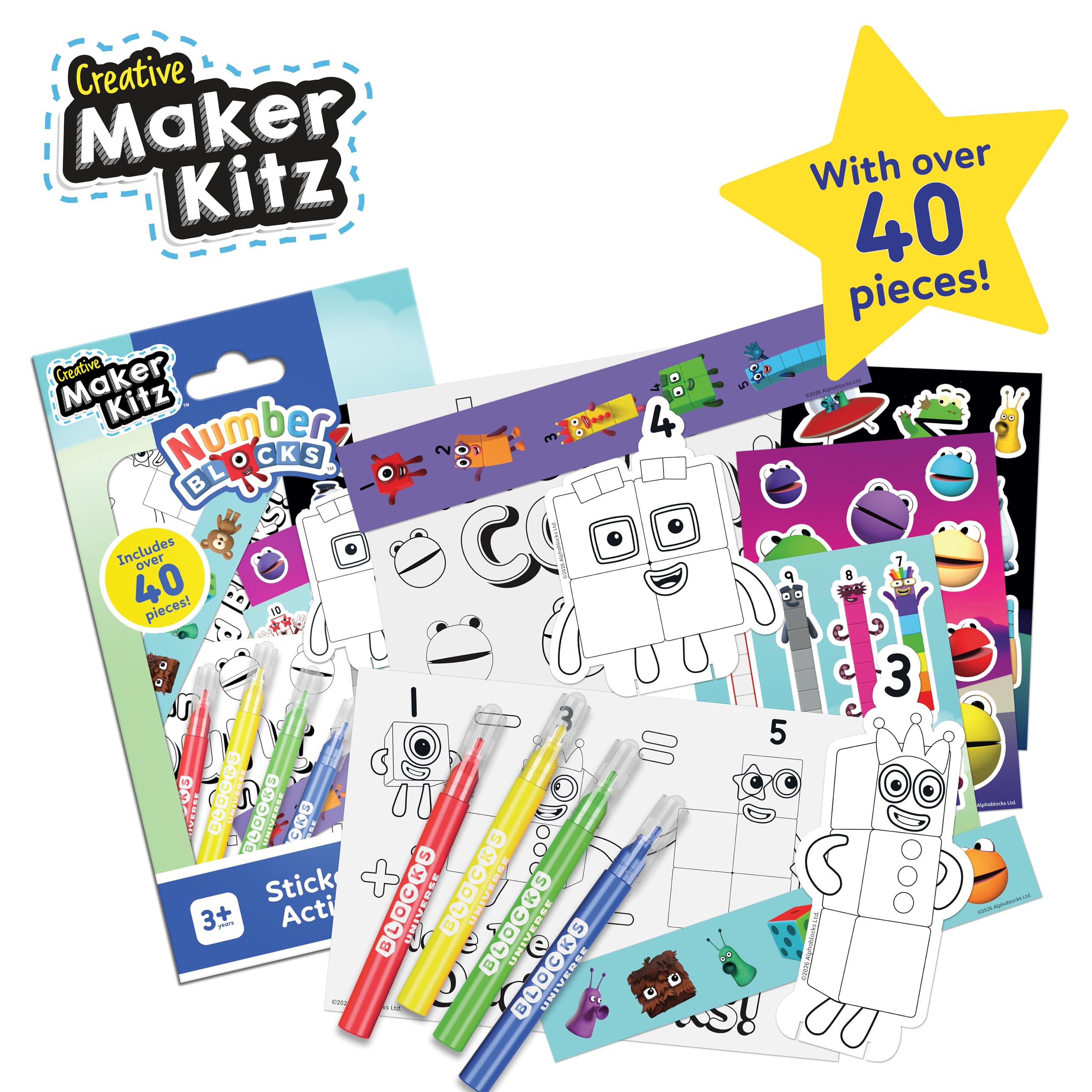 BLADEZ Numberblocks Sticker Activity Set - 40+ Pieces | Drawing & Maths Learning Kit 5