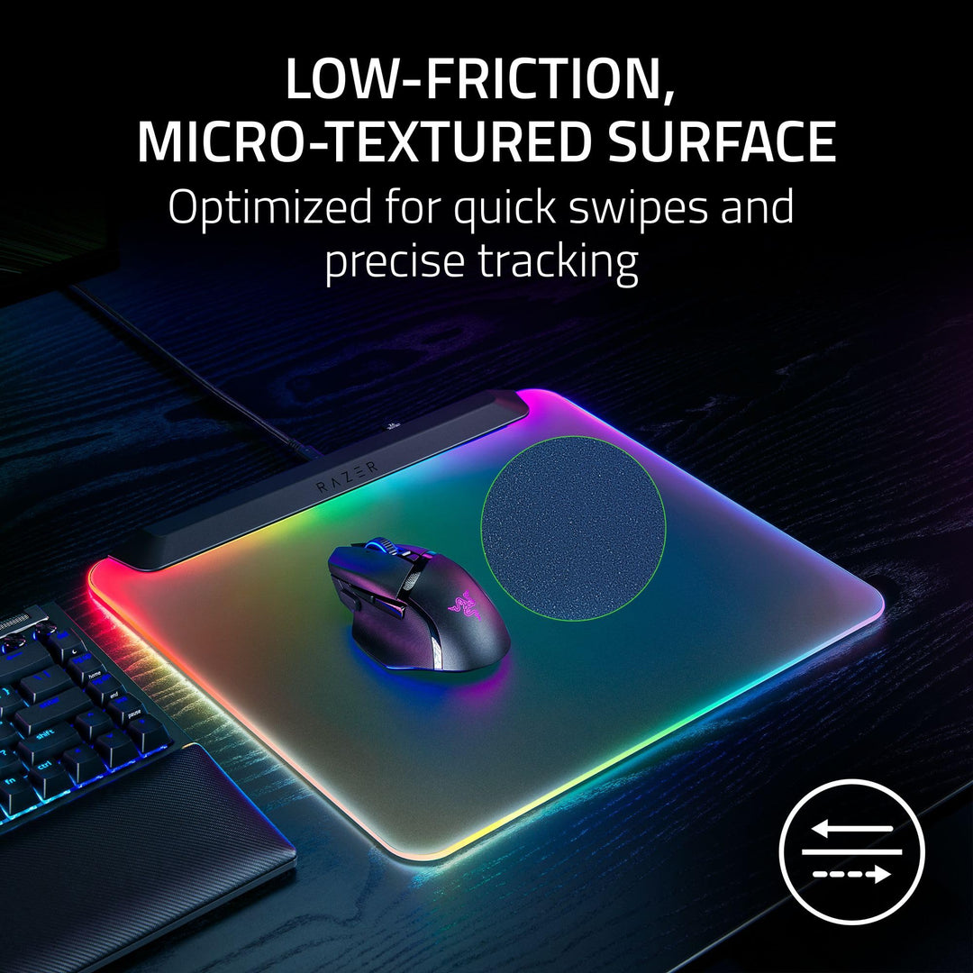 Razer Firefly V2 Pro - RGB Backlit Gaming Mouse Mat with 15-Zone Chroma Lighting & Integrated USB Port