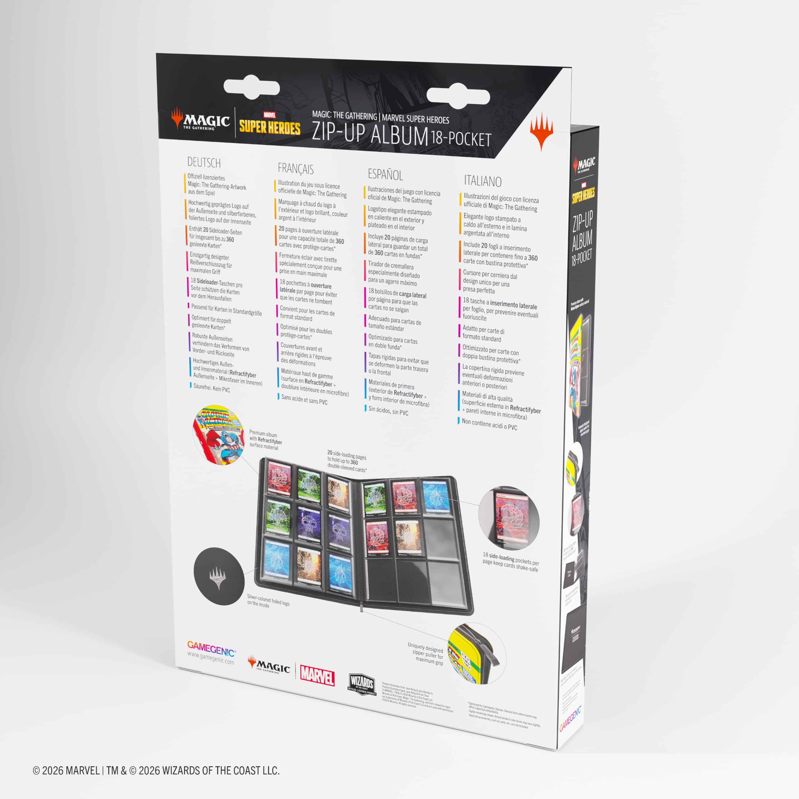 Gamegenic Marvel Super Heroes Zip-Up Album - Holds 360 Cards | Side-Loading Pockets | Licensed Marvel Design 7