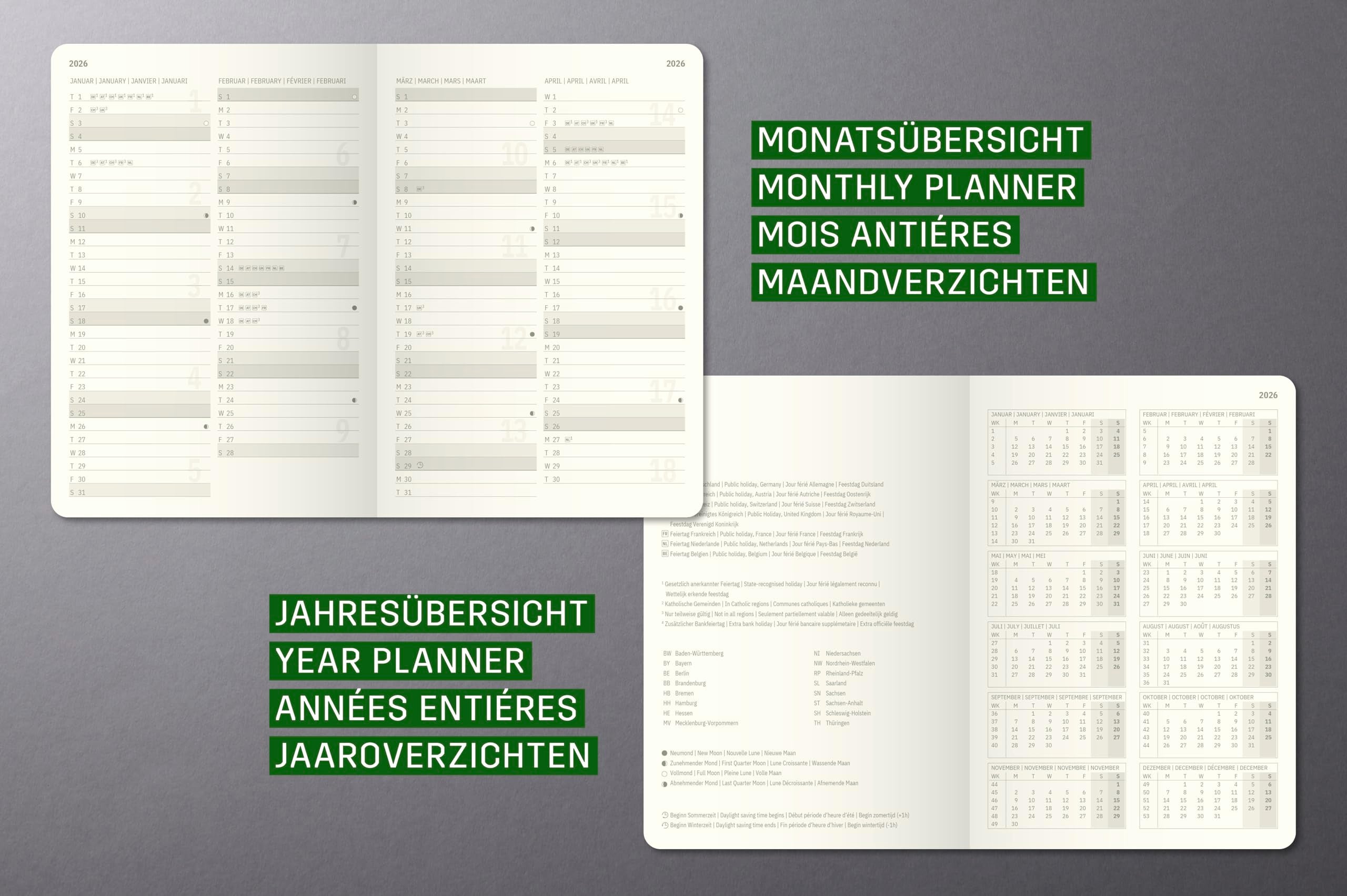 Sigel Conceptum C2684 Monthly Planner Notebook 2026 | A5 Black | DE/GB/FR/NL Languages 5