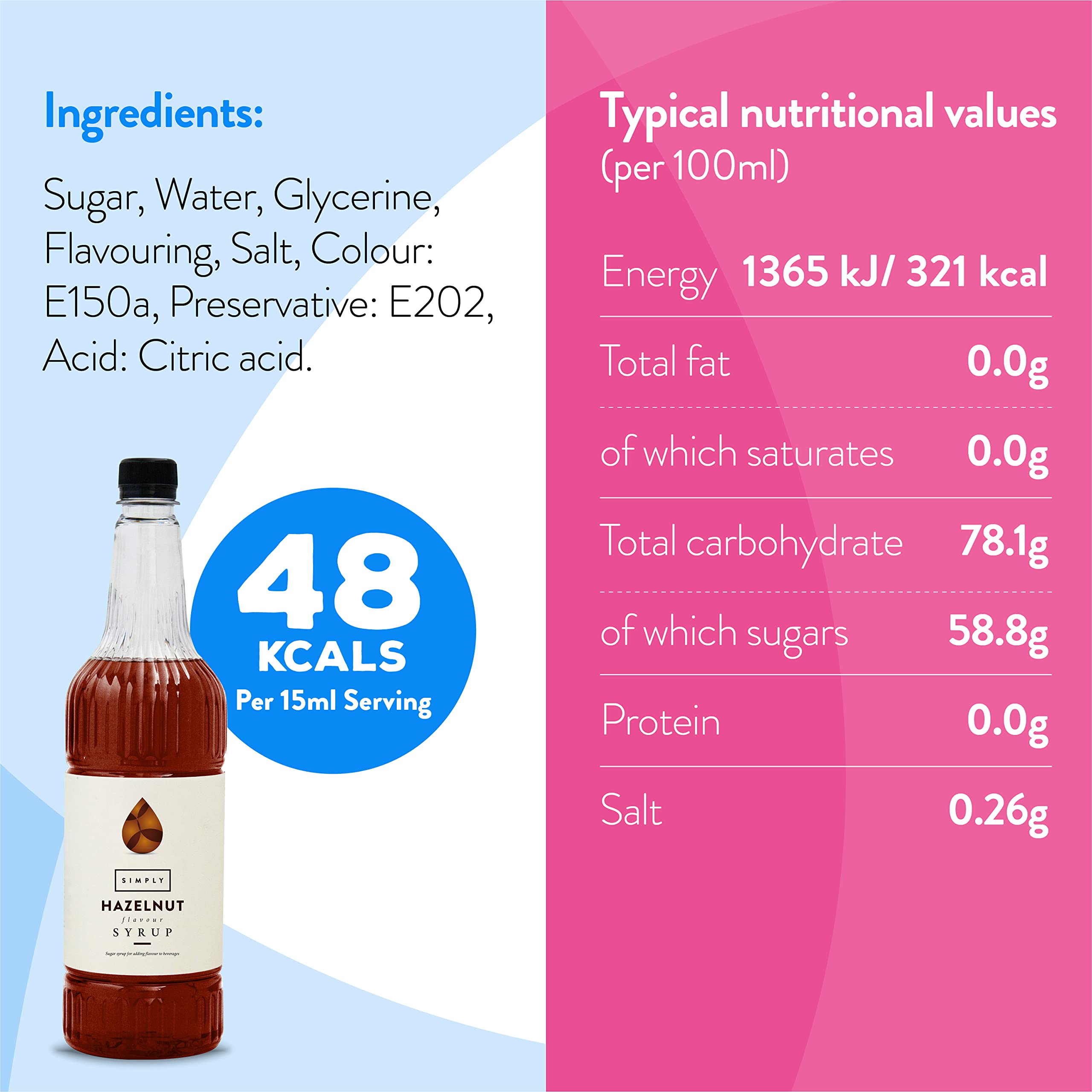 Simply Hazelnut Flavoured Syrup - Vegan, Nut Free | 1 Litre 3