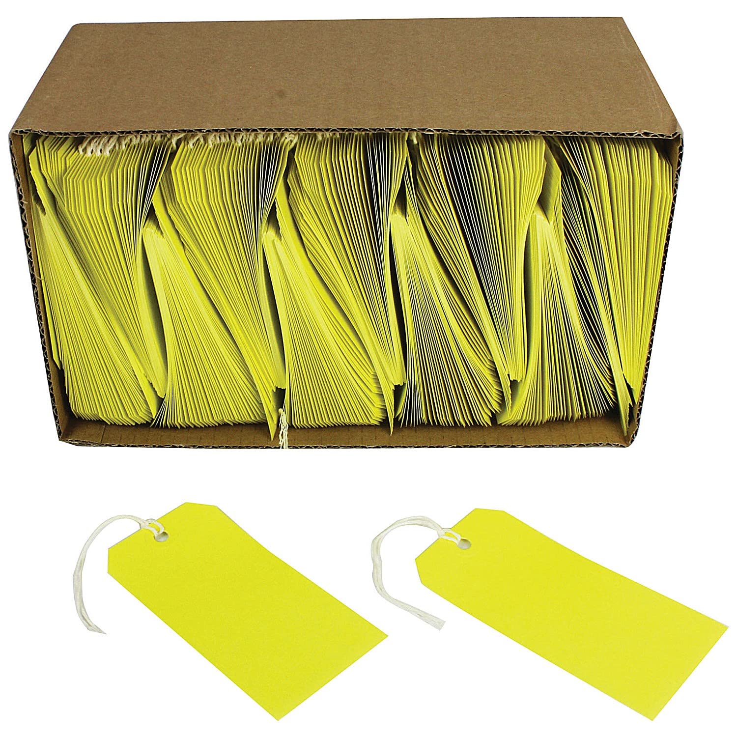 Q-Connect KF01626 Strung Tag - Yellow, 120x60mm | Pack of 1000 1