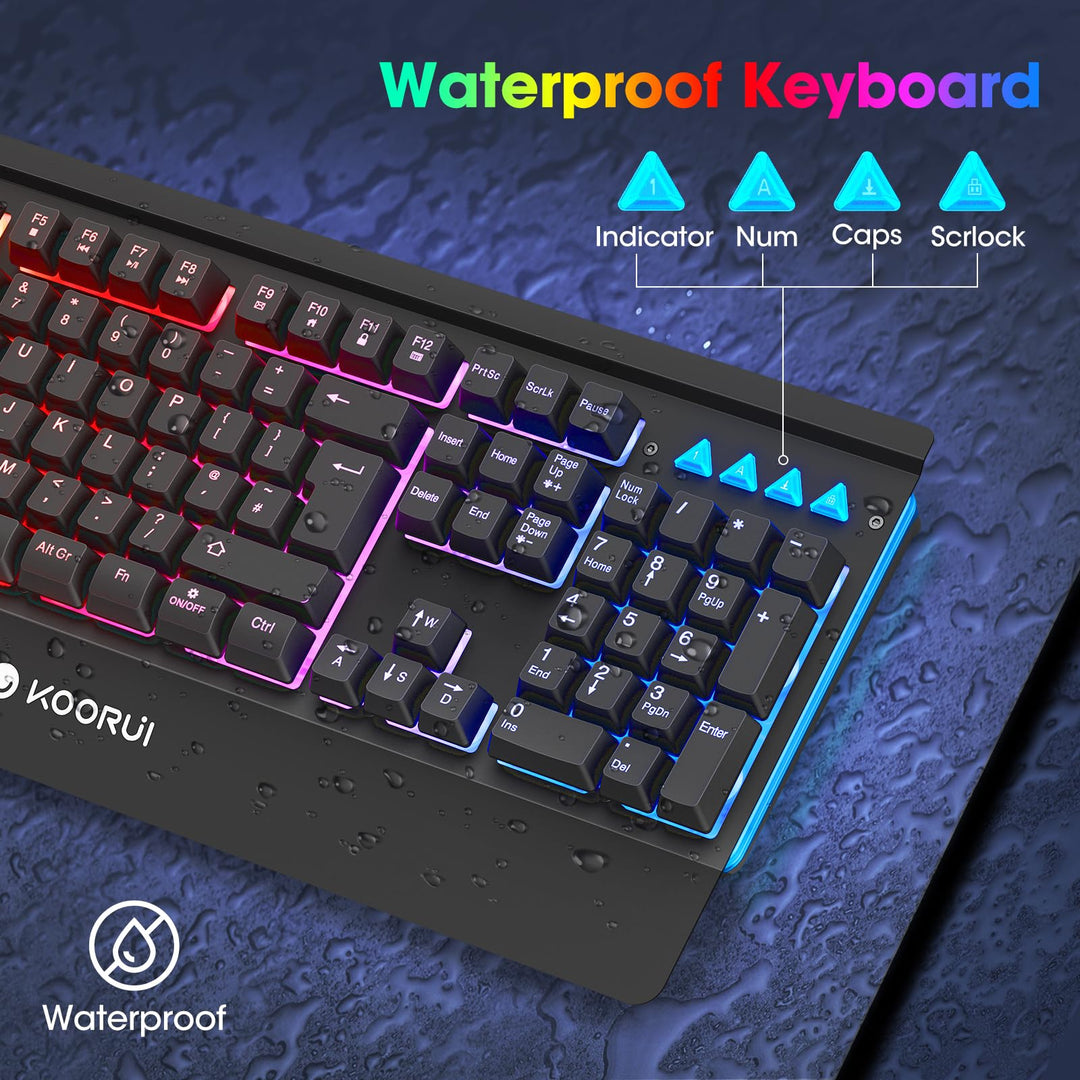 KOORUI Gaming Keyboard - Wired Mechanical Tactile Switch RGB Backlit 104-Key PC & Mac