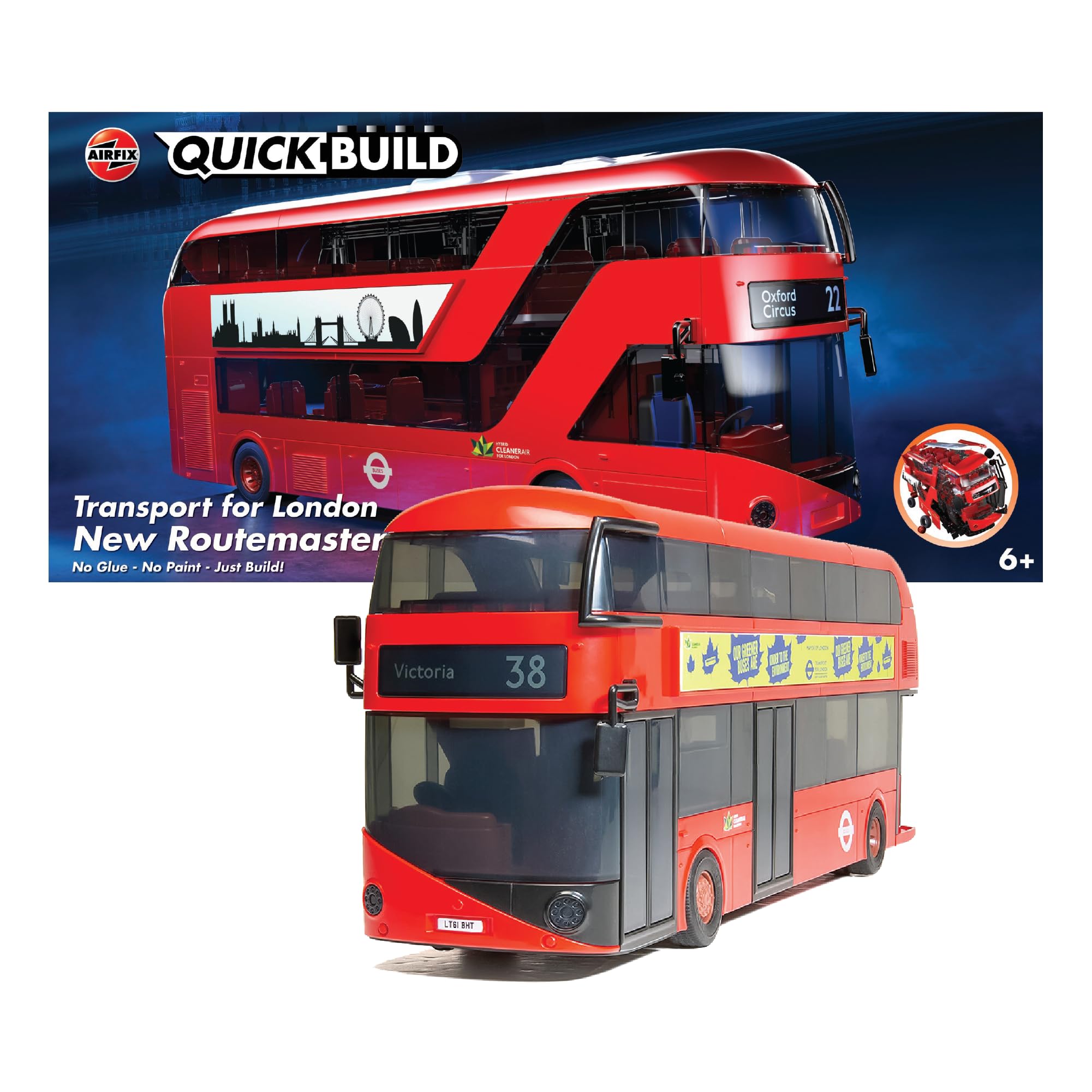 Airfix Quick Build Routemaster Bus Model Kit - Snap-Together Vehicle Building Set for Kids 6+ 1