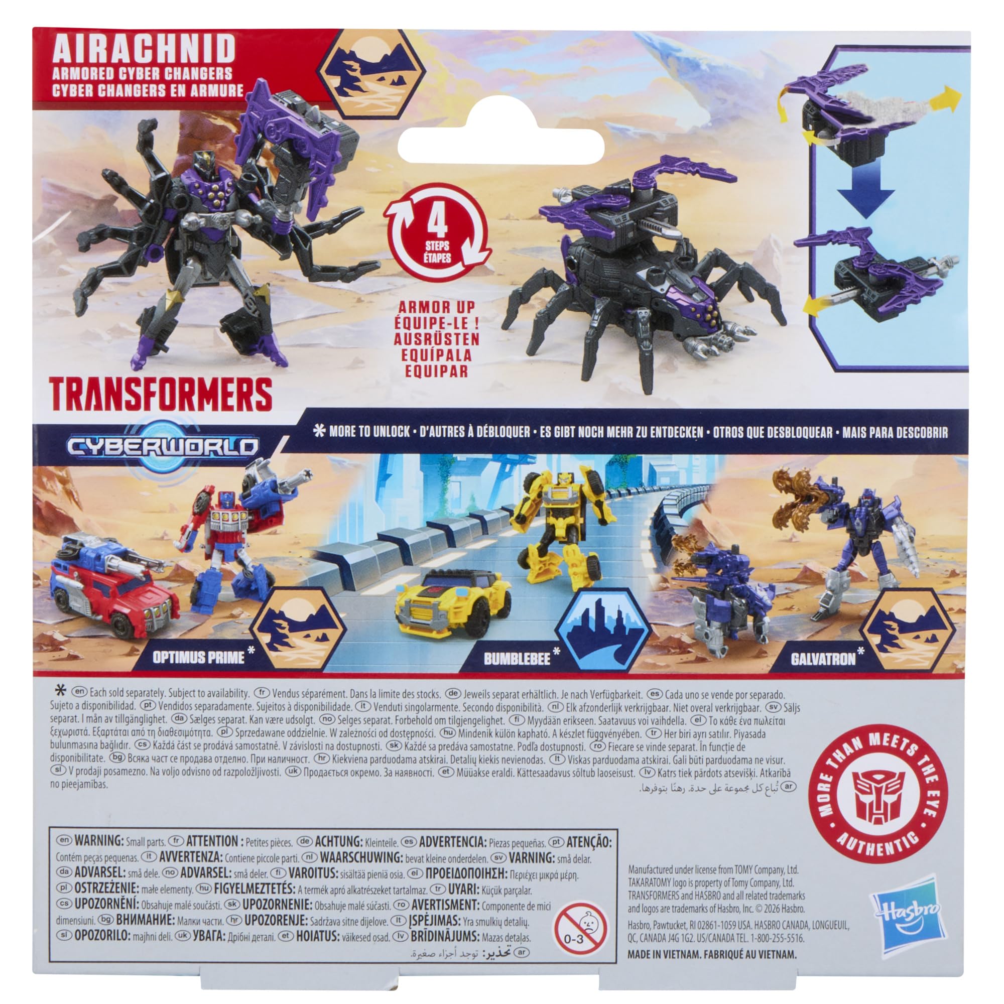 Transformers Airachnid Armored Cyber Changers Action Figure - 10-cm Robot to Spider | Hasbro 6