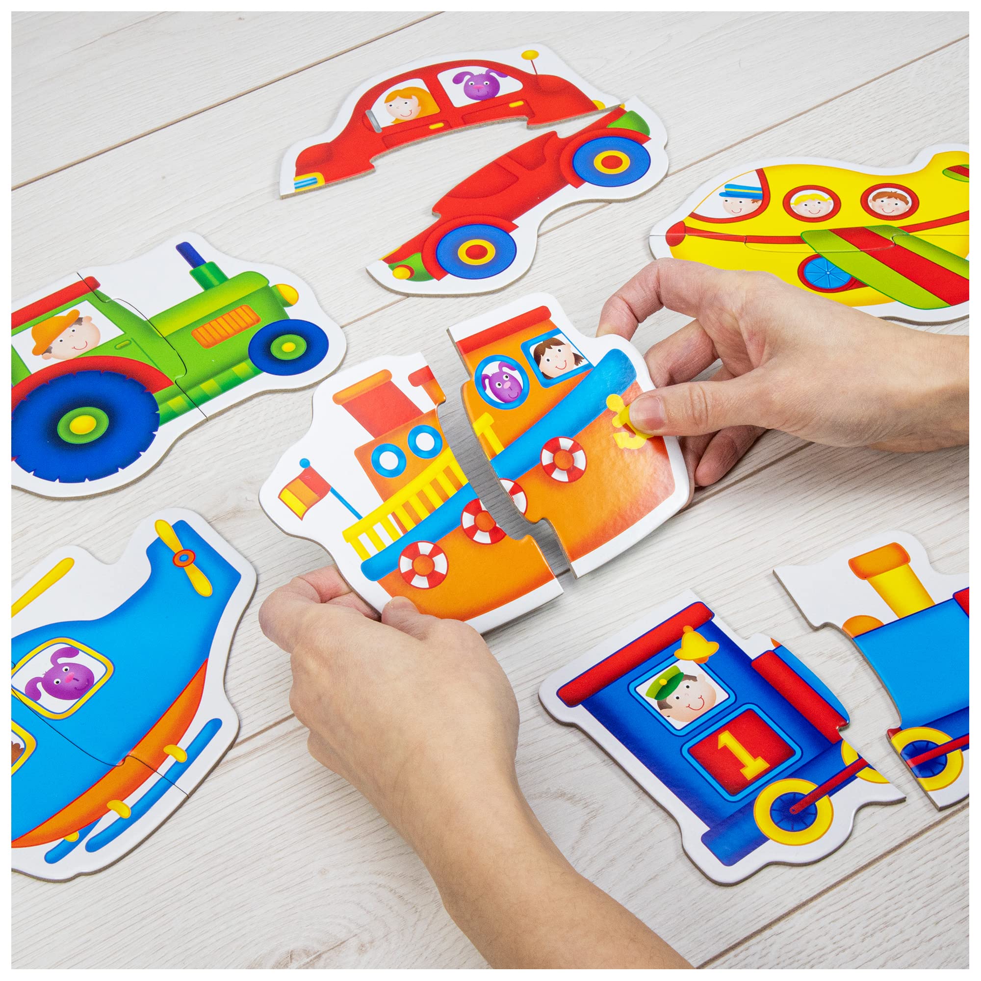 Galt Toys Baby Puzzles - Transport Theme | 6 Shaped 2-Piece Puzzles | Ages 18 Months+
