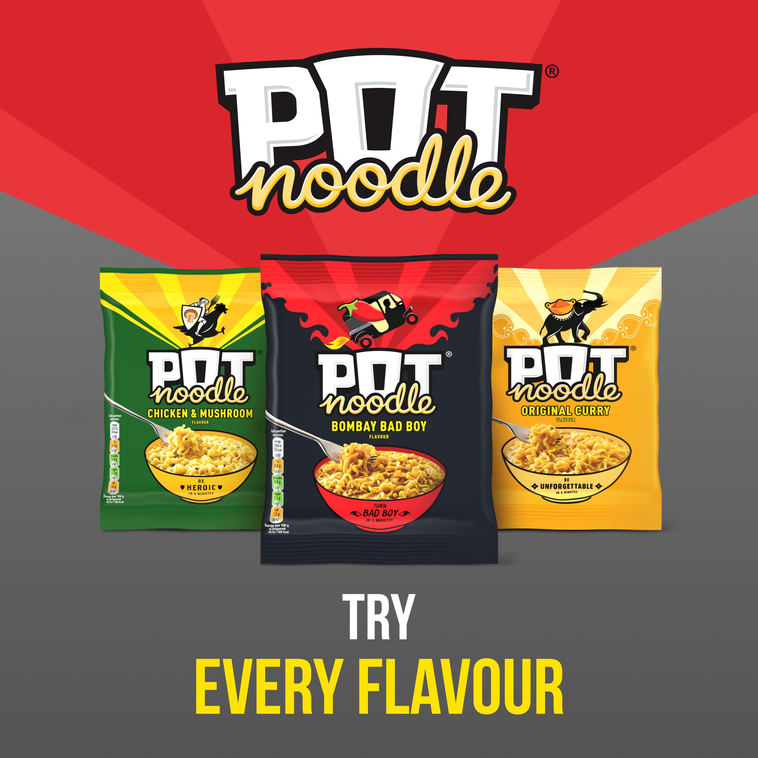 Pot Noodle Bombay Bad Boy Instant Noodles Block with Sauce and Seasoning | 2 Servings 4