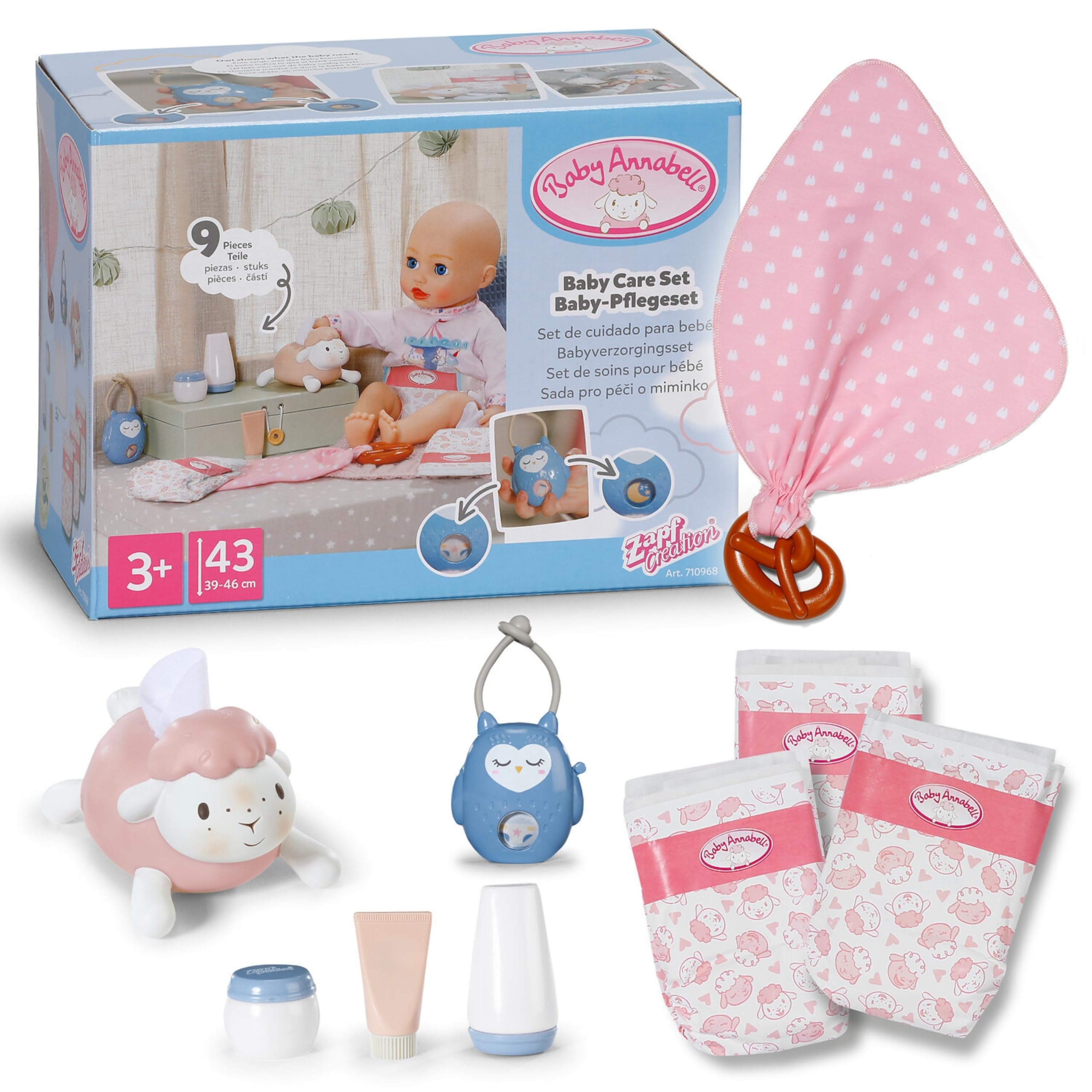 Baby Annabell Baby Care Set - 7-Piece Doll Accessories Playset for 36cm & 43cm Dolls