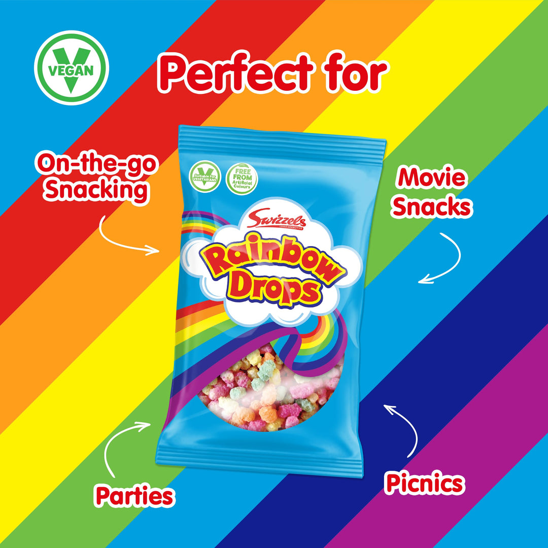 Swizzels Giant Rainbow Drops Multipack - 24 Bags of Vegan-Friendly, Artificial Colour-Free Sweet Snacks