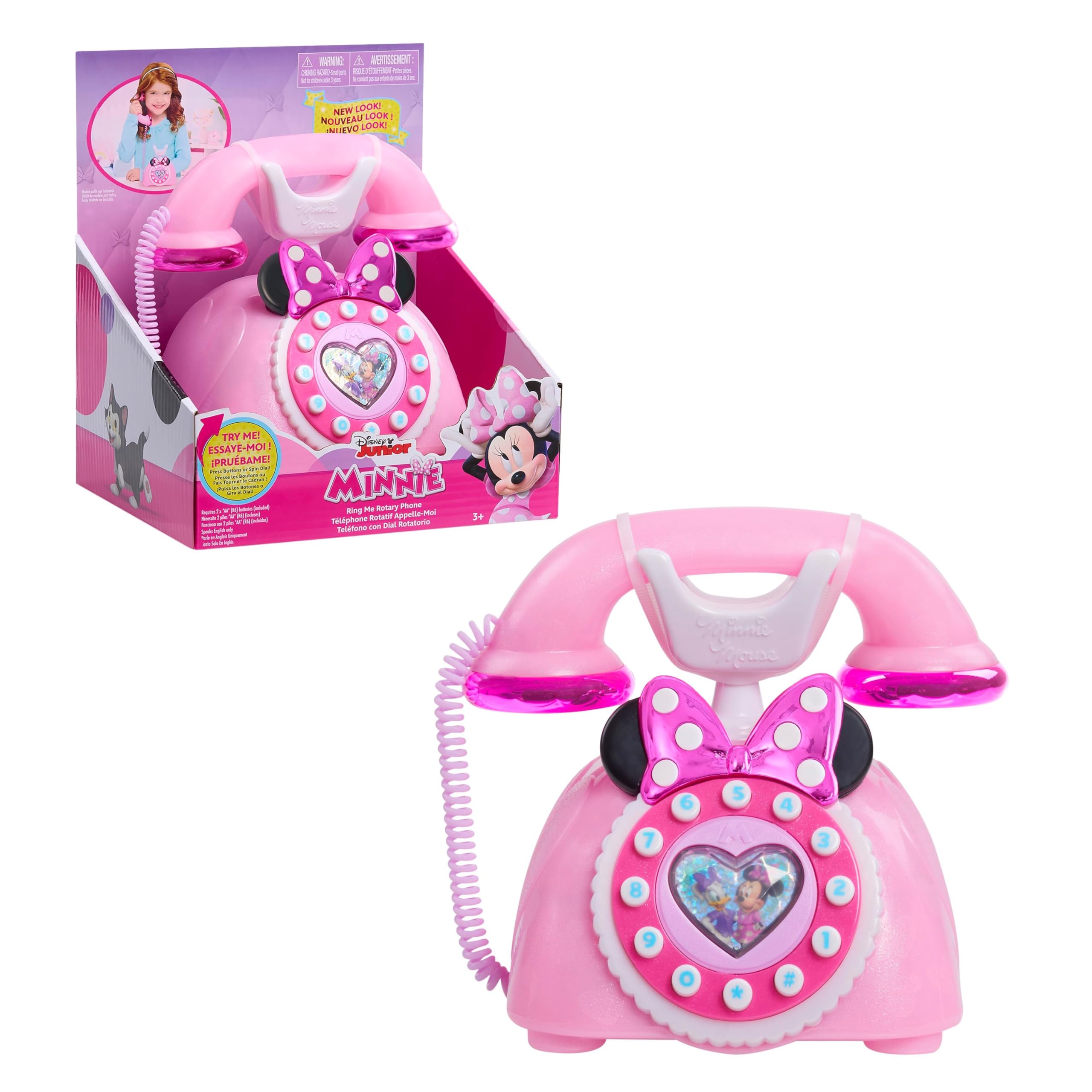 Disney Junior Minnie Mouse Ring Me Rotary Style Phone with Lights - Pretend Play Toy for Kids 3+ 1