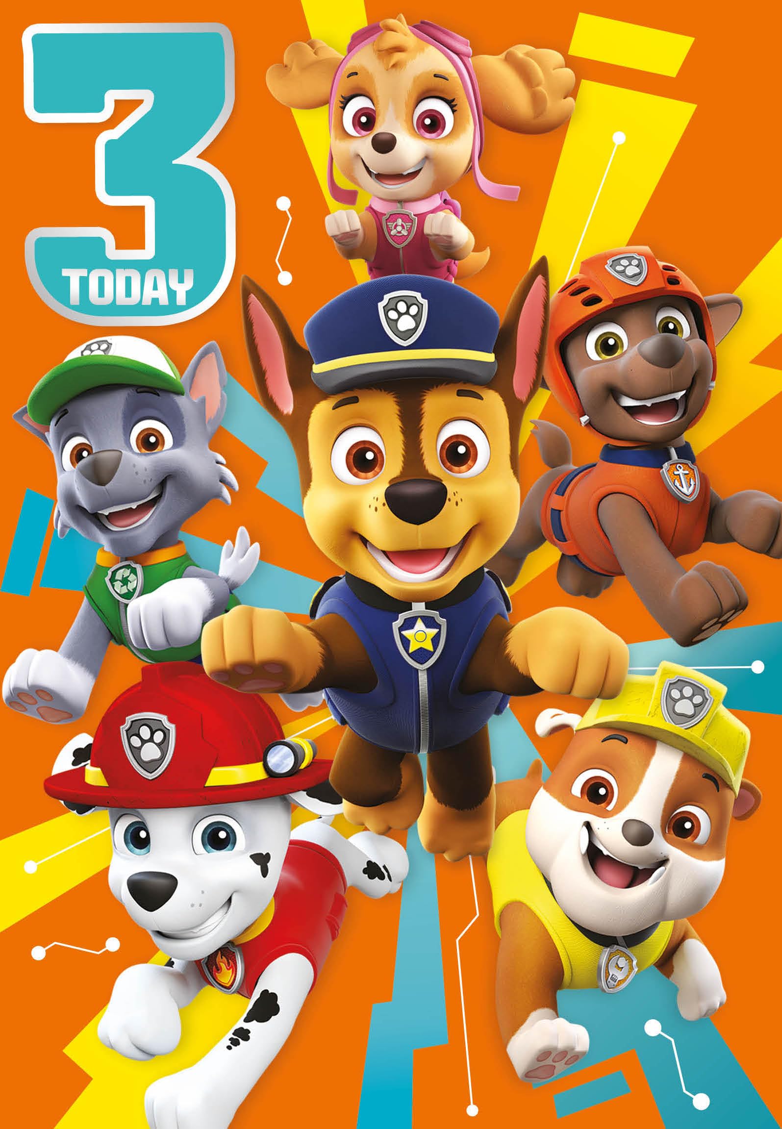 Danilo Promotions LTD Paw Patrol Official Birthday Card for Age 3 | 140mm x 200mm